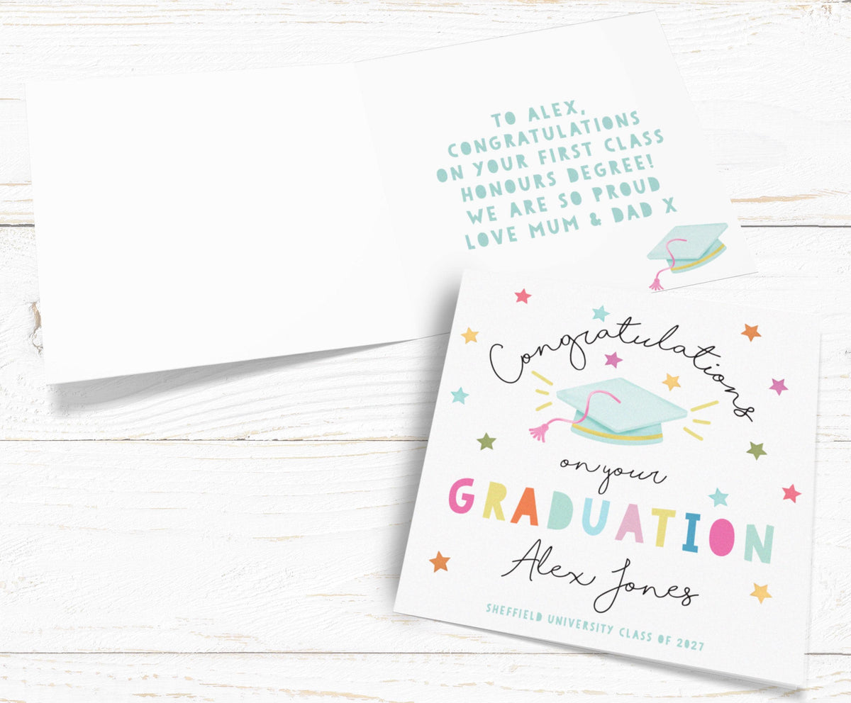 Congratulations on your Graduation Card. Personalised Card. University Card. Congratulations Card. Send Direct Option.