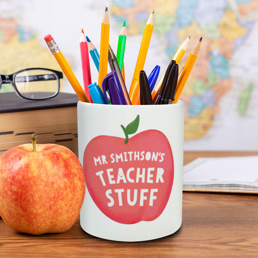 Teacher Apple Personalised Pencil Pot | Thank you teacher gift | Teacher Desk Organiser Gift | Personalised Teacher Gift