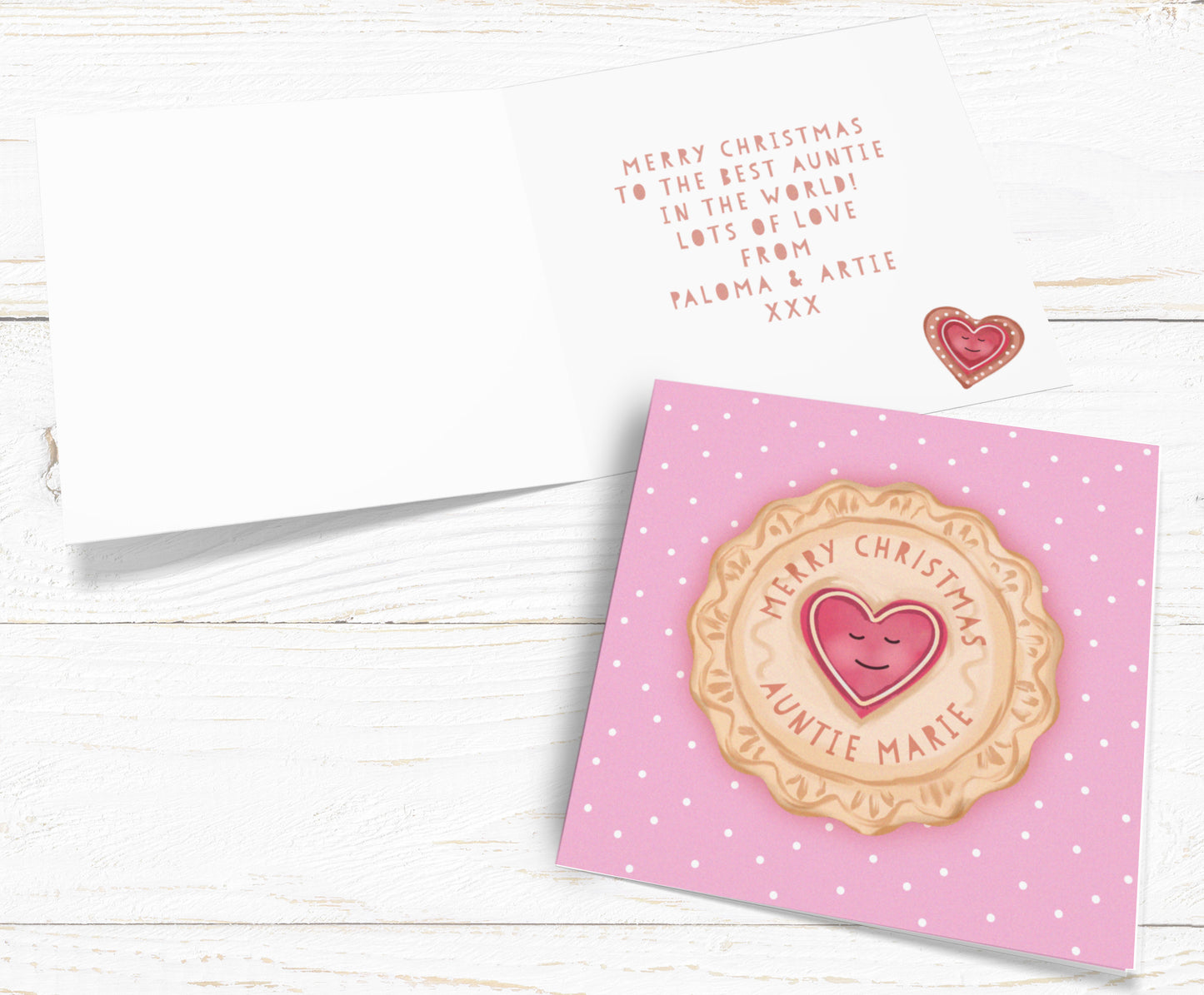 Christmas Biscuit Christmas Card. Personalised Christmas Card. Cute Christmas Cards. Send Direct Option.
