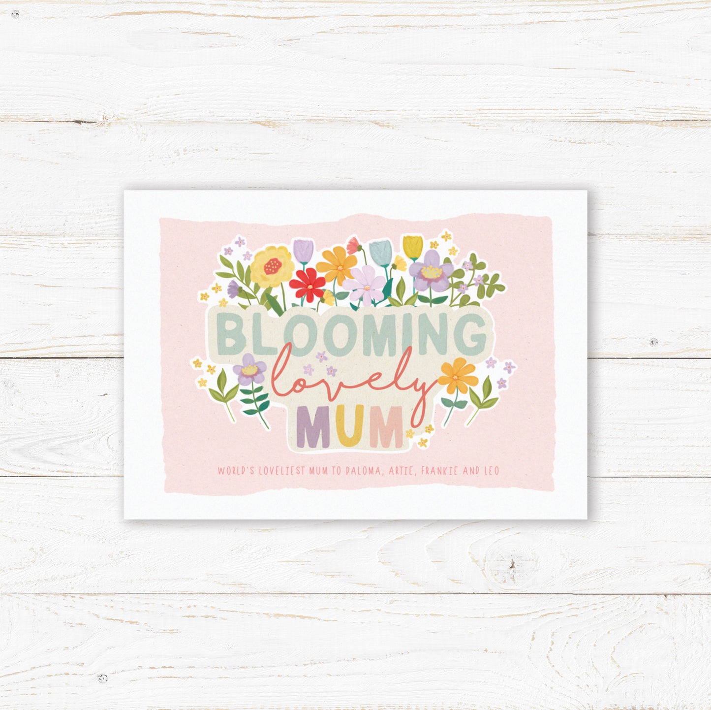 Blooming Lovely Mum Print. Mother's Day Personalised Wall Print. Floral Mum Wall Print. Lovely Gift for Mum.