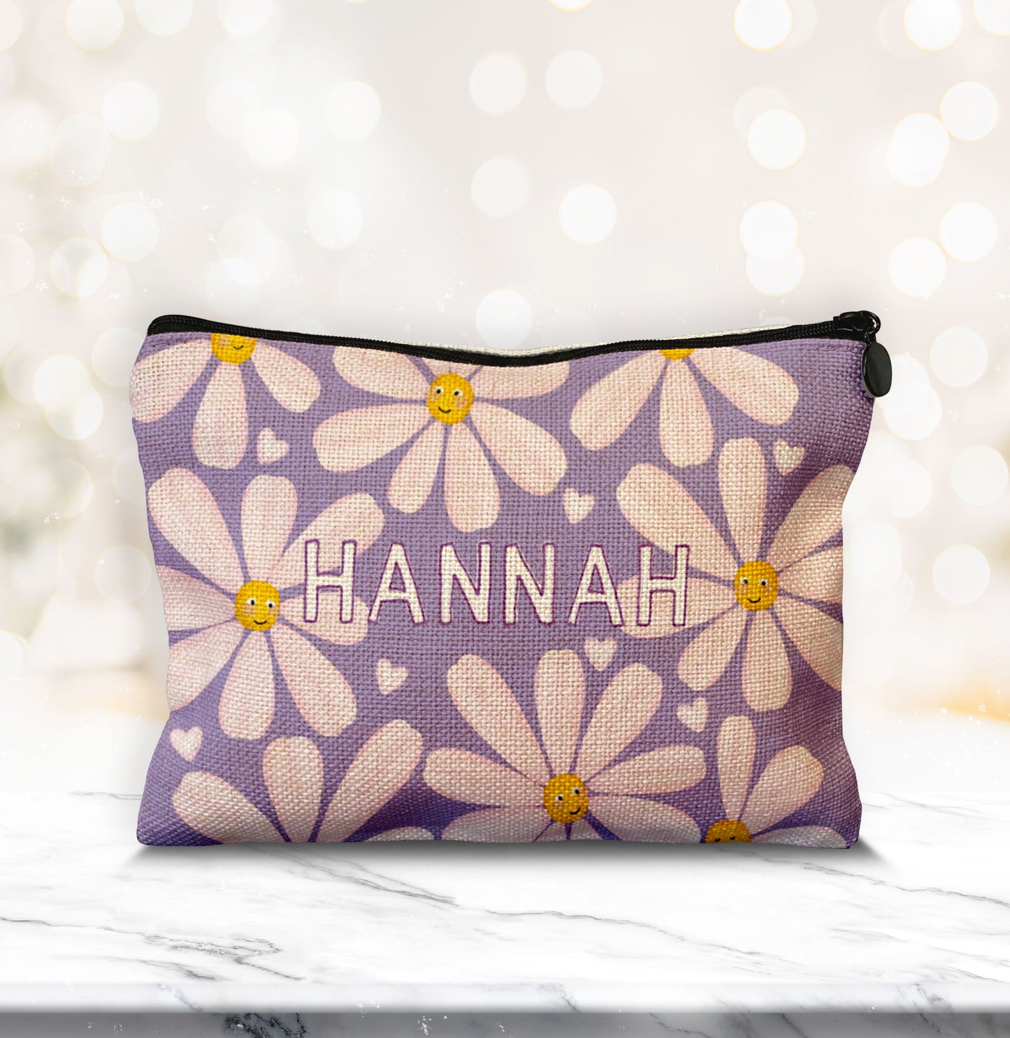 Cute Daisy Make Up Bag. Personalised Gift for her. Cute Make Up Bag. Mother's Day Gift. New Mummy Gift.