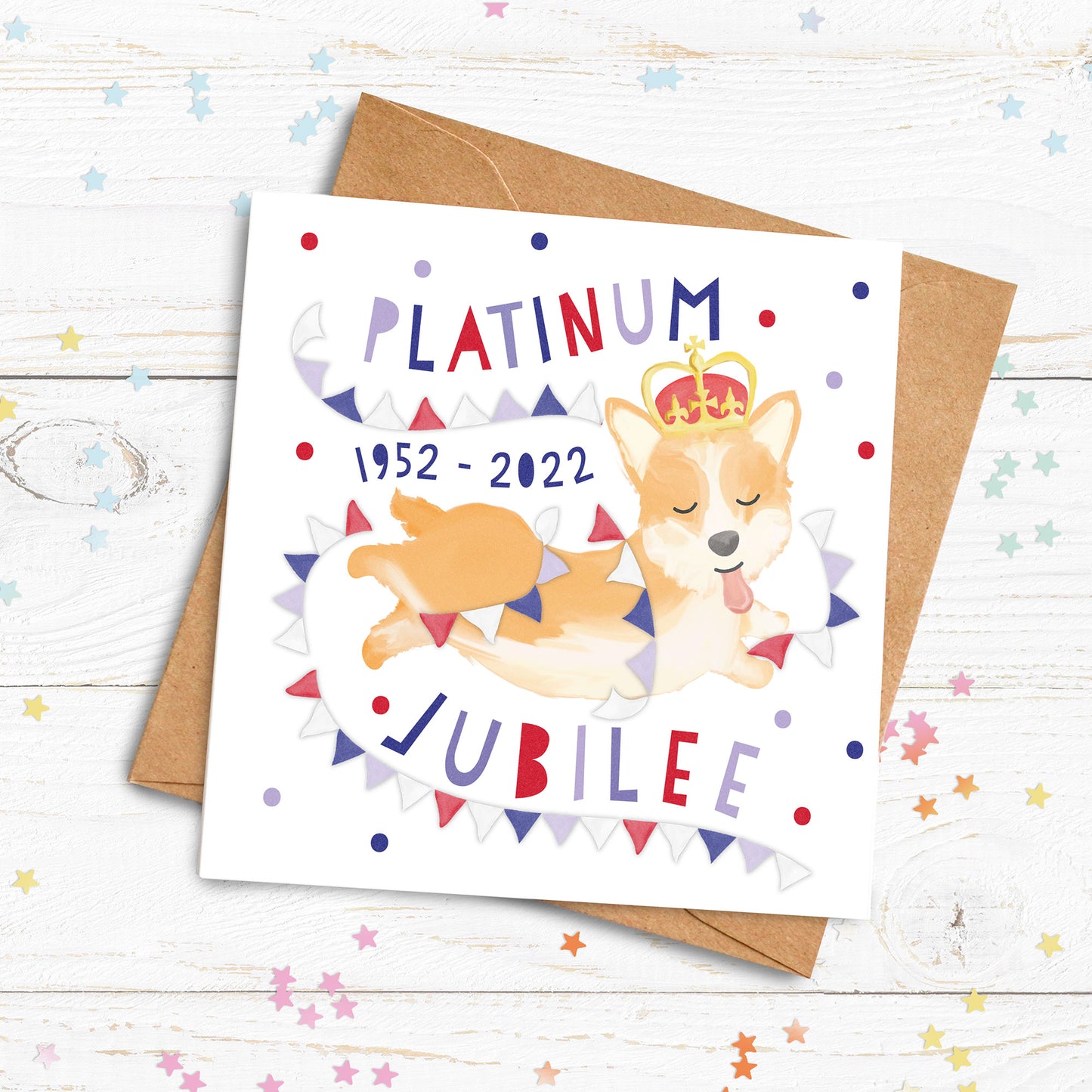 Platinum Jubilee Corgi Card. Cute Jubilee Card. Corgi. Queen's Jubilee Card. Send Direct Option.Send Direct Option.