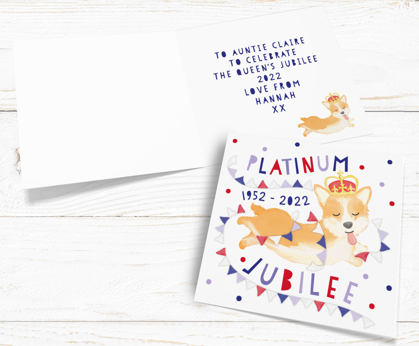 Platinum Jubilee Corgi Card. Cute Jubilee Card. Corgi. Queen's Jubilee Card. Send Direct Option.Send Direct Option.