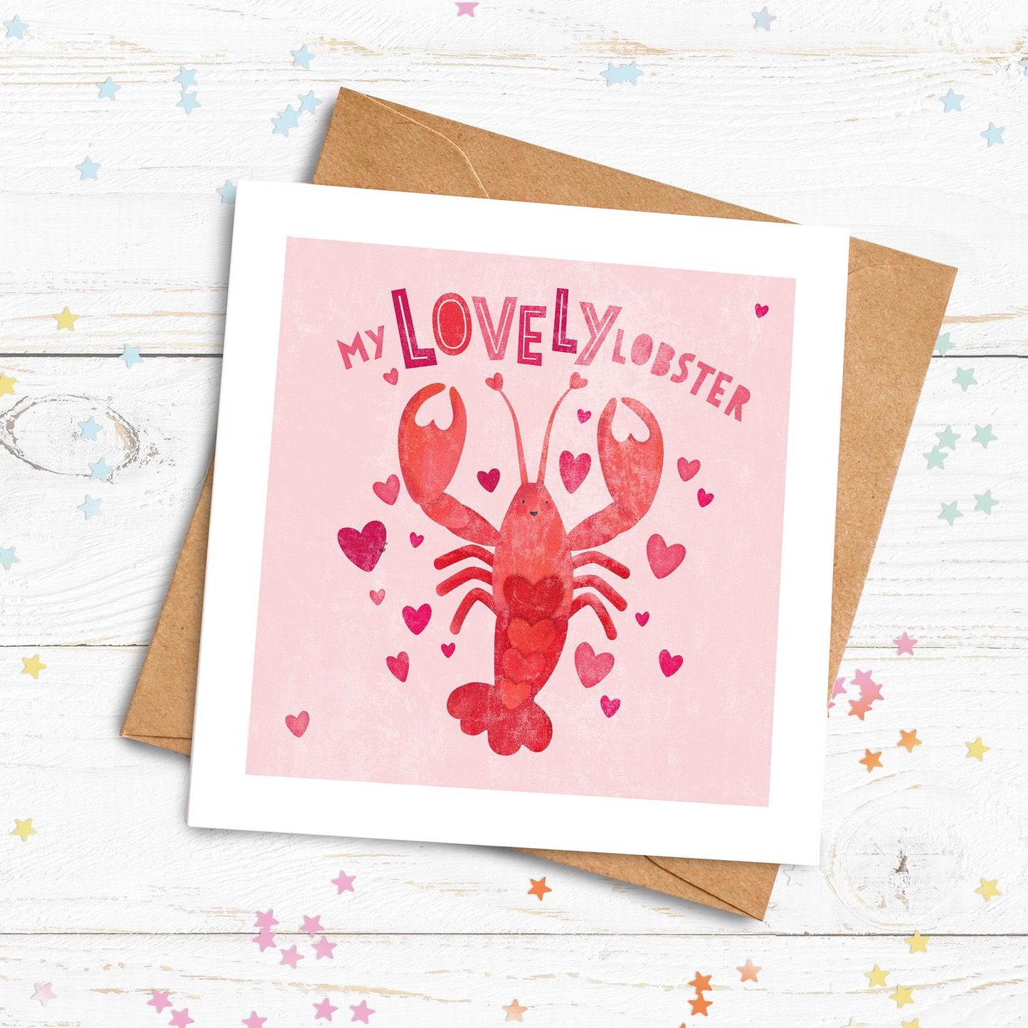 Lovely Lobster Personalised Card. Cute Valentine's Card. Cute lobster card. Send Direct Option.