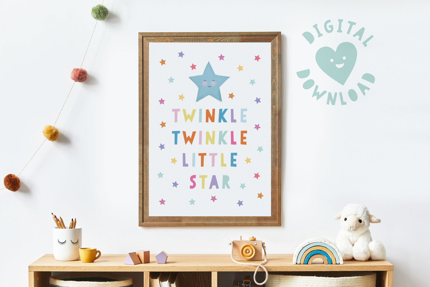 Digital Download Print - Twinkle Twinkle Little Star Print. Nursery Print. Children's Room Print.