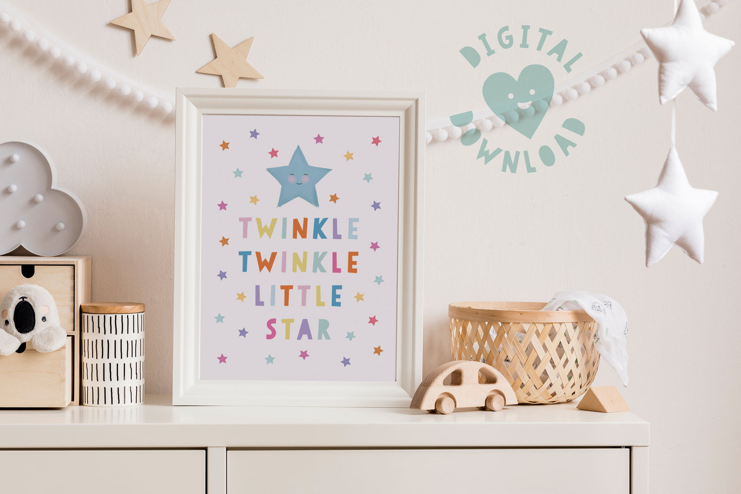 Digital Download Print - Twinkle Twinkle Little Star Print. Nursery Print. Children's Room Print.