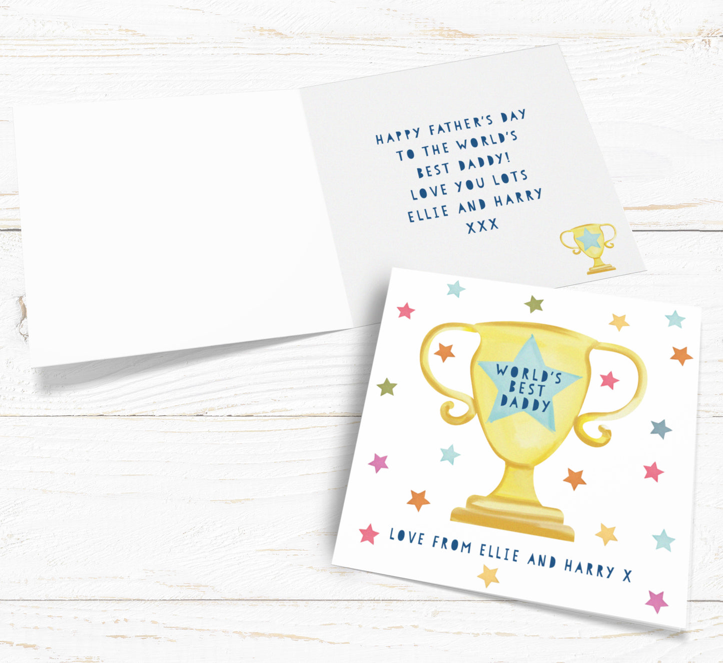 World's Best Trophy Card. Father's Day Card. World's Best Dad, Daddy, Step Dad, Grandad, Uncle, Brother Card.Send Direct Option.
