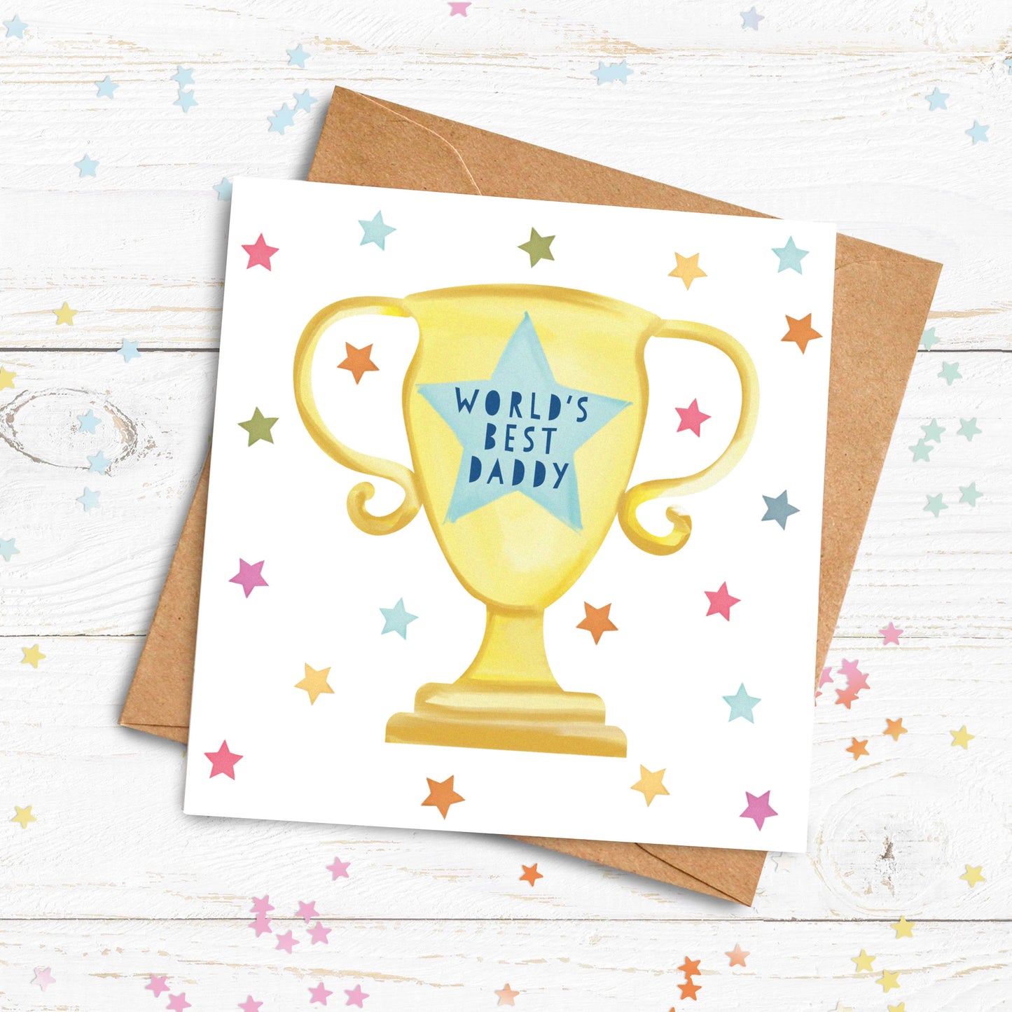 World's Best Trophy Card. Father's Day Card. World's Best Dad, Daddy, Step Dad, Grandad, Uncle, Brother Card.Send Direct Option.