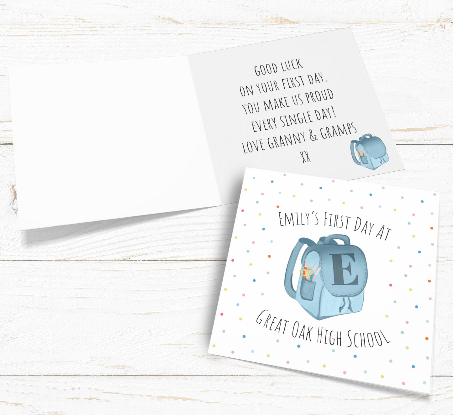 Backpack First Day of School Card. Good Luck Card. School, High School, College Card. Send Direct Option