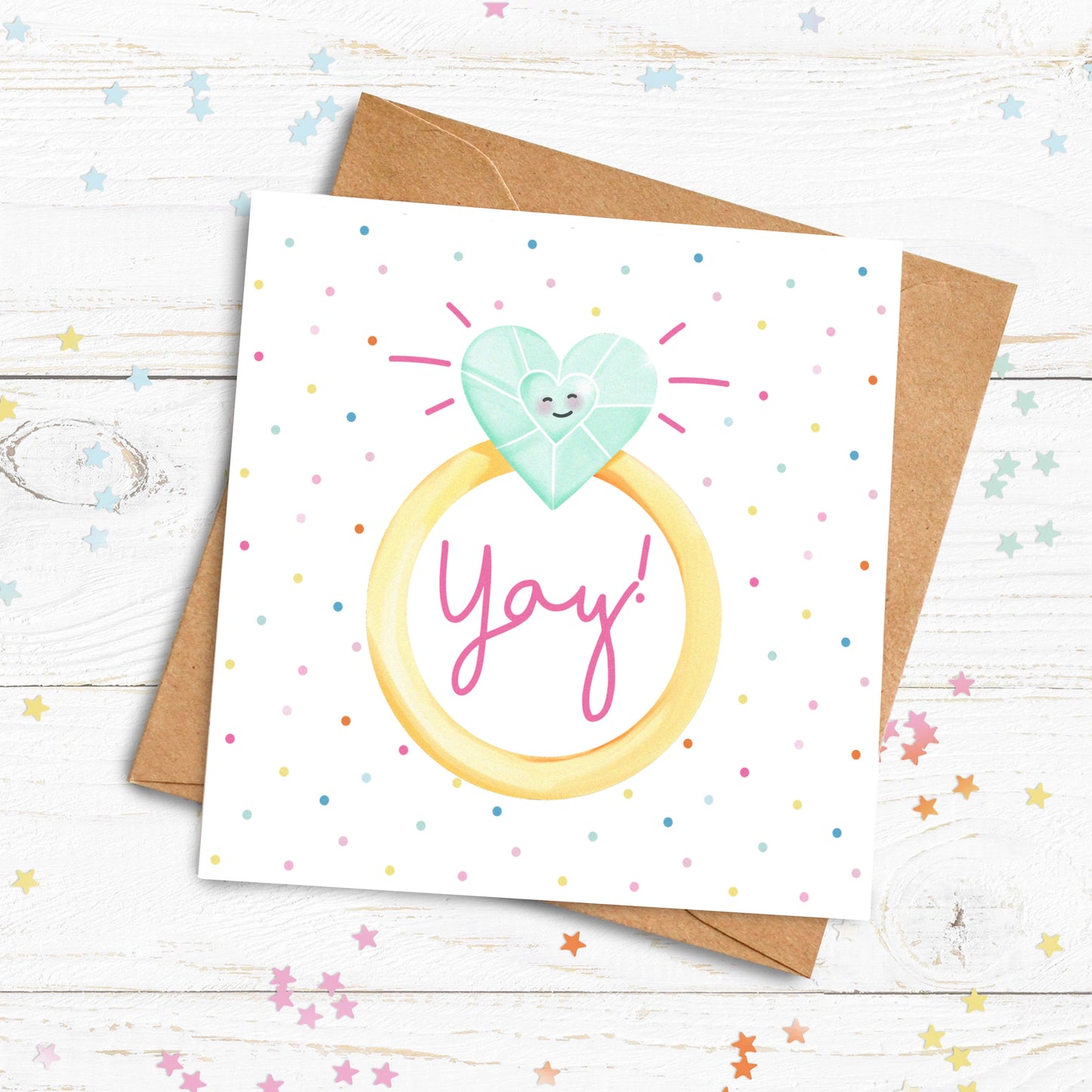 Yay Engagement Ring Card. Personalised Engagement Card. Happy Couple card. Send Direct Option.