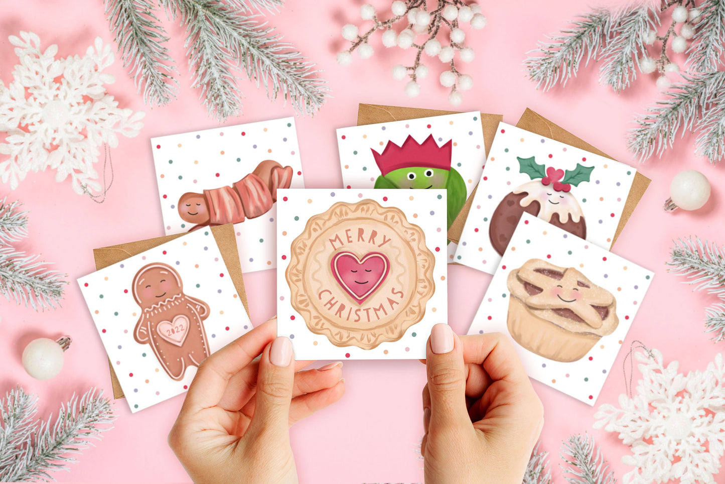 Favourite Christmas Things Mini Christmas Card Pack. Pack of Christmas Cards. Cute Christmas. Mixed Pack of Cards and Envelopes.
