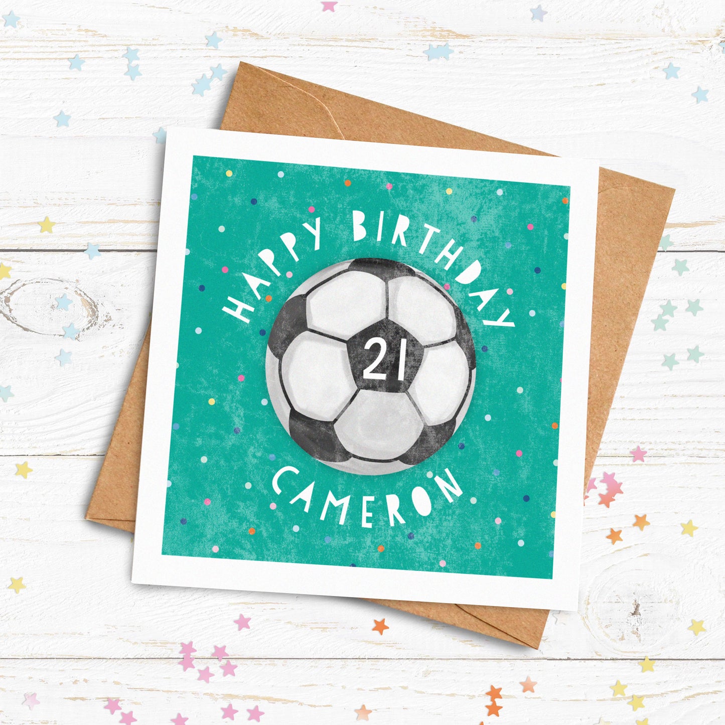 Big Age Football Card. Personalised Birthday Card. Football Fan Card. Send Direct Option.