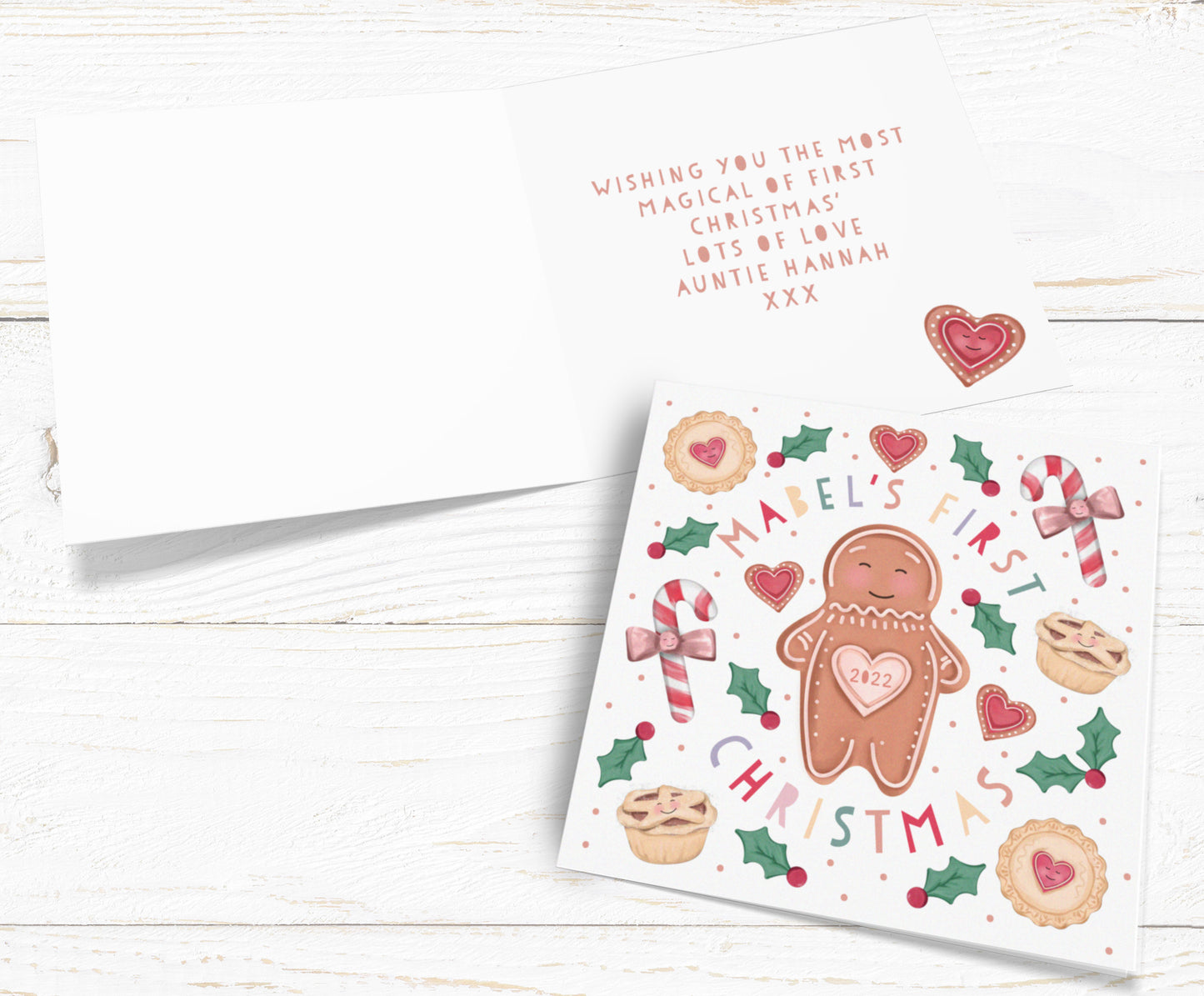 Gingerbread Man First Christmas Card. Personalised Christmas Card. My First Christmas Card. Cute Christmas Cards. Send Direct Option.