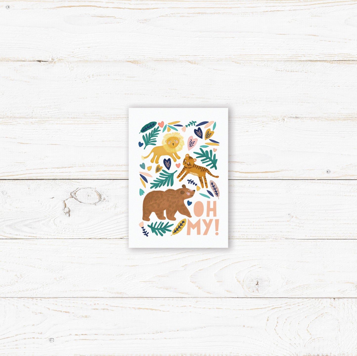 Lions and Tigers and Bears Oh My! Nursery Childs Bedroom Wall Print. New Baby Gift. Christening Gift. Child's Birthday Present.