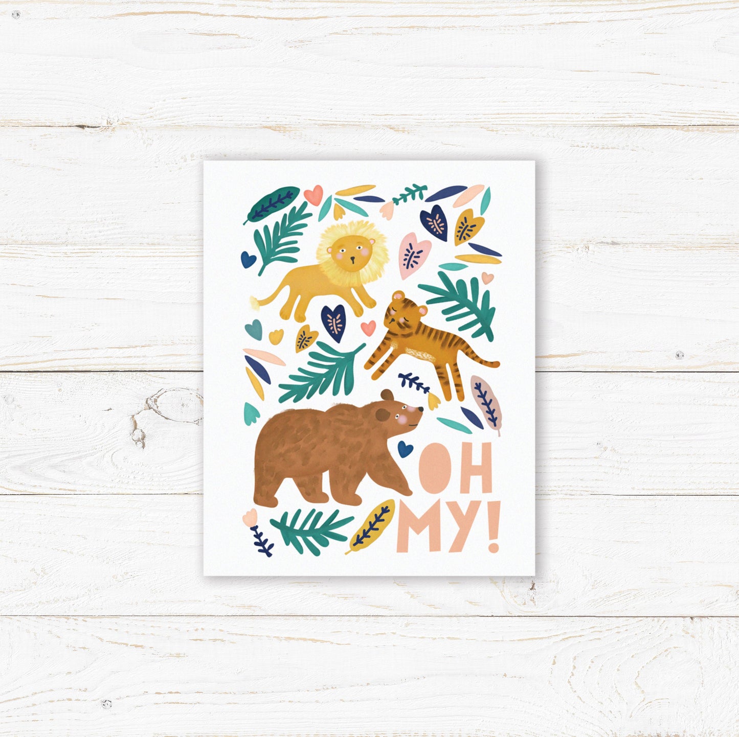 Lions and Tigers and Bears Oh My! Nursery Childs Bedroom Wall Print. New Baby Gift. Christening Gift. Child's Birthday Present.