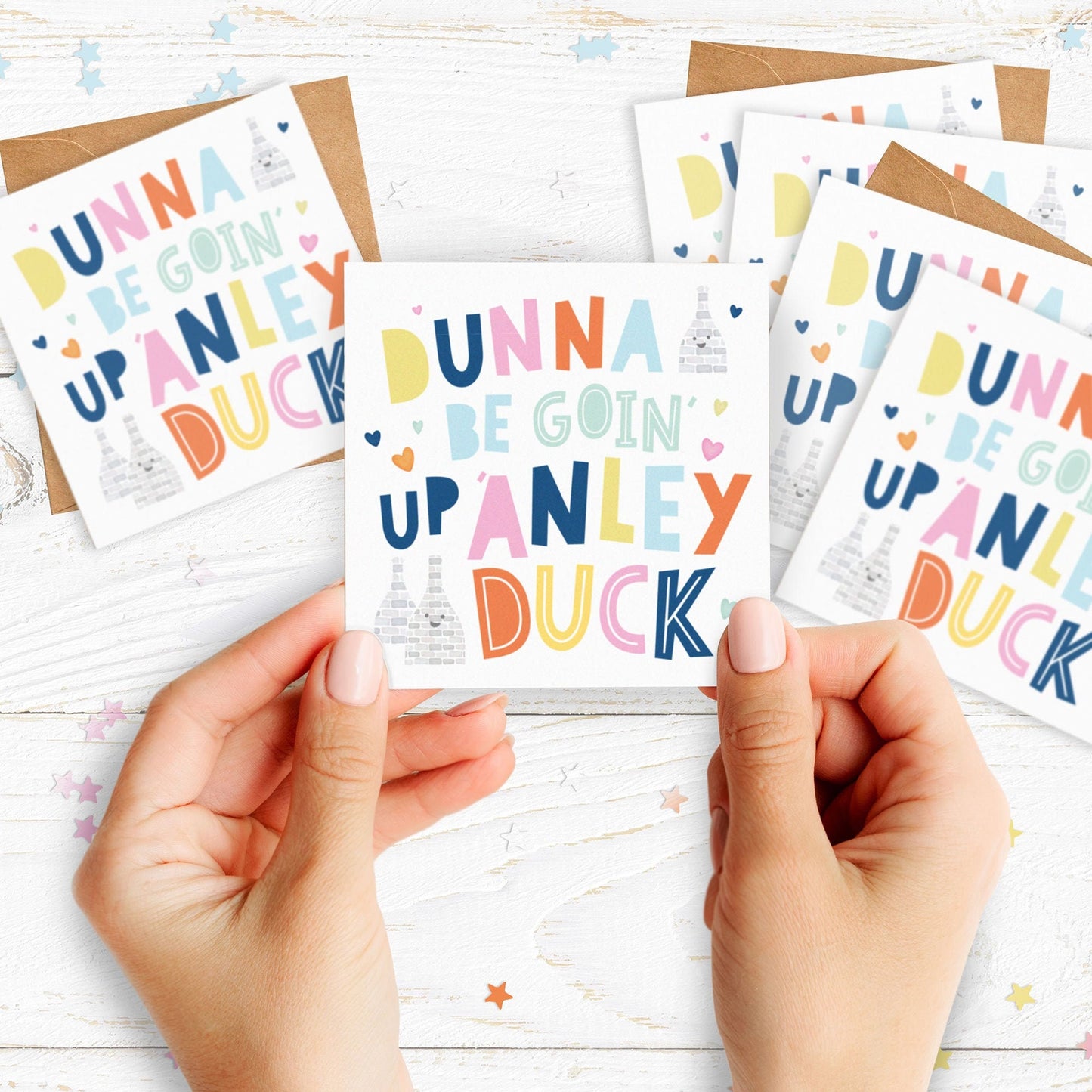 Mini Pack of Happiness - Dunna Be Goin' Up 'anley Duck Cards. Lockdown Cards. Stoke on Trent Cards. Pack of Cards.