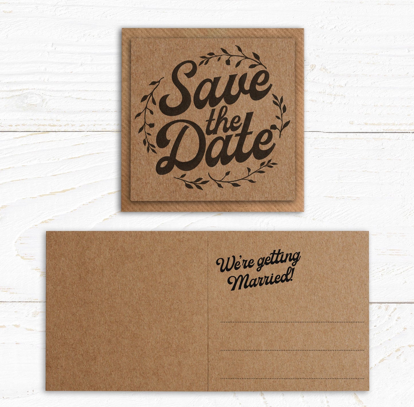 Kraft Wedding Invite - Wedding Invite bundle. Happily Ever After Design. Pack of 10 Wedding Invite, RSVP, Save the Date and Belly Bands.