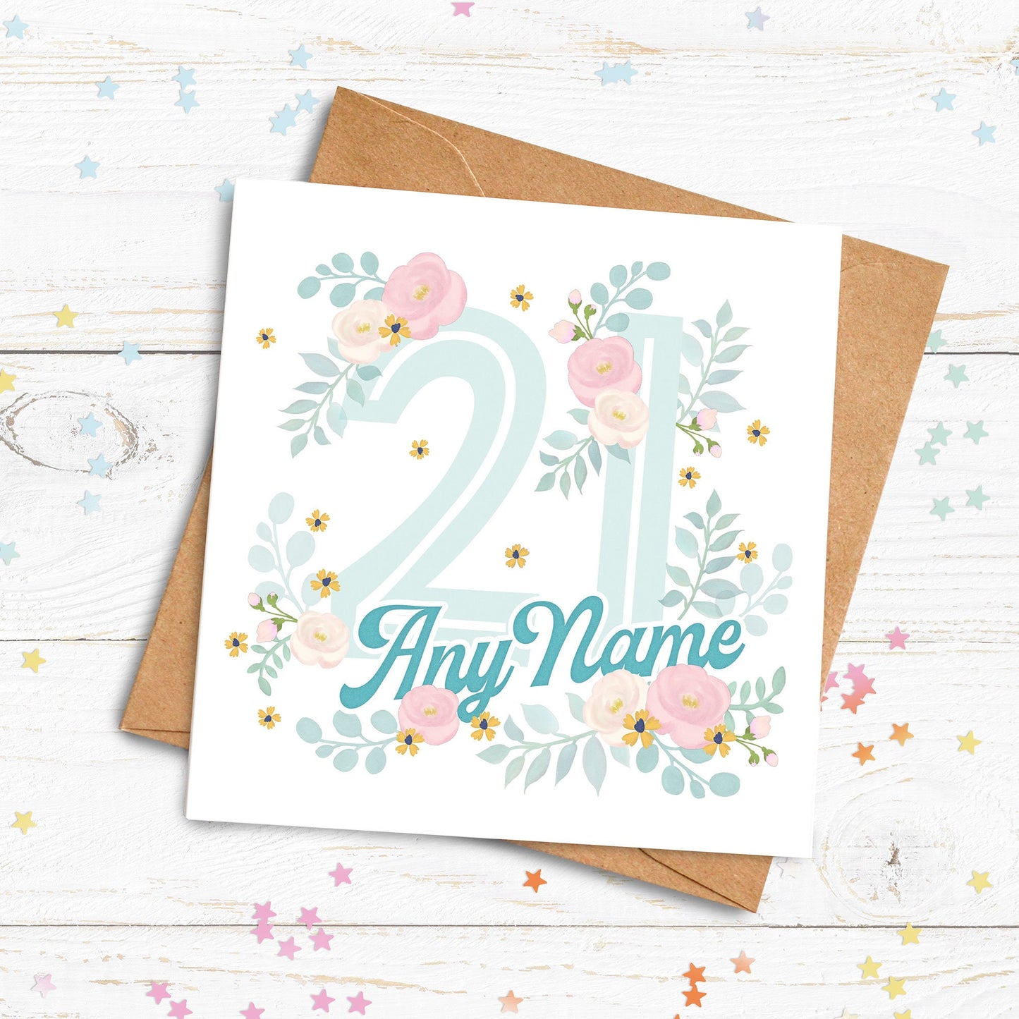 Personalised 16th 18th 21st 30th 40th 50th 60th 70th 80th 90th 100th Birthday Card. Floral Birthday Card. Age Birthday Card. Send Direct.