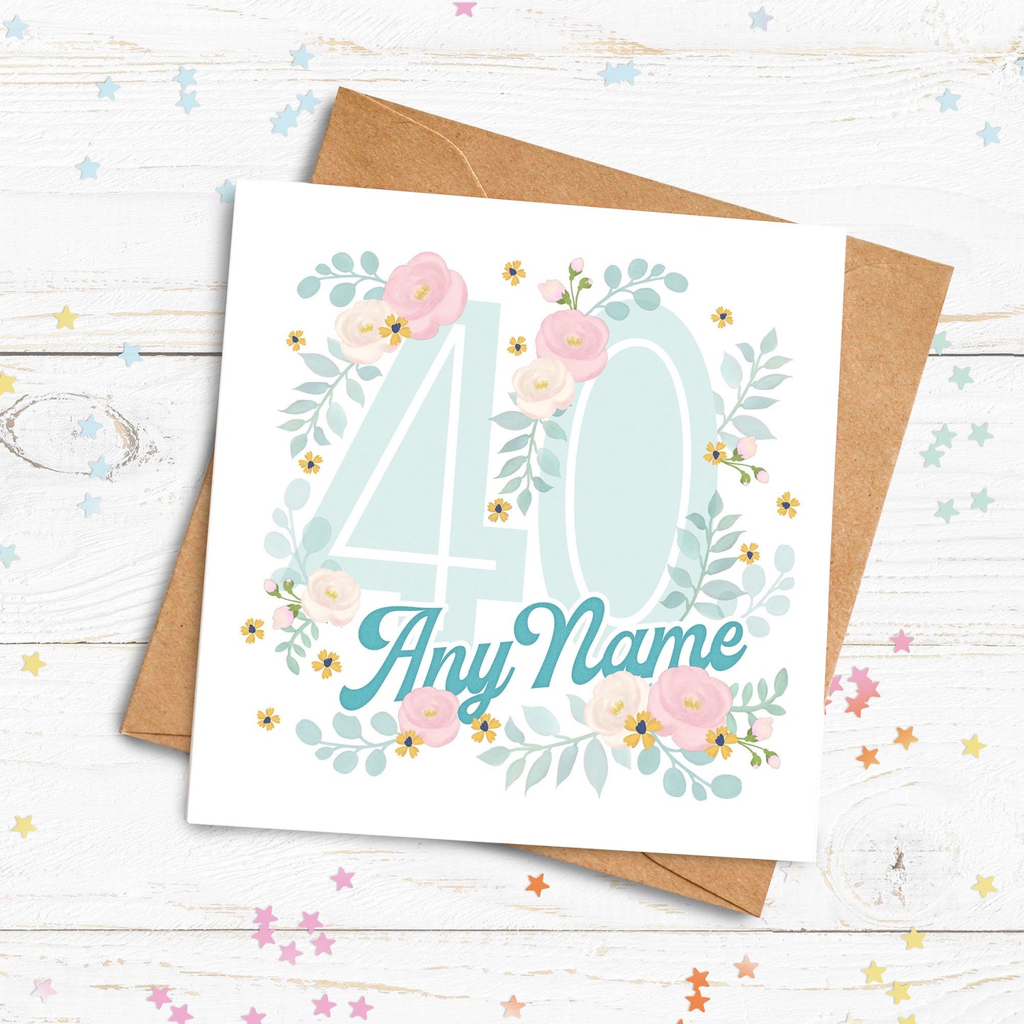 Personalised 16th 18th 21st 30th 40th 50th 60th 70th 80th 90th 100th Birthday Card. Floral Birthday Card. Age Birthday Card. Send Direct.