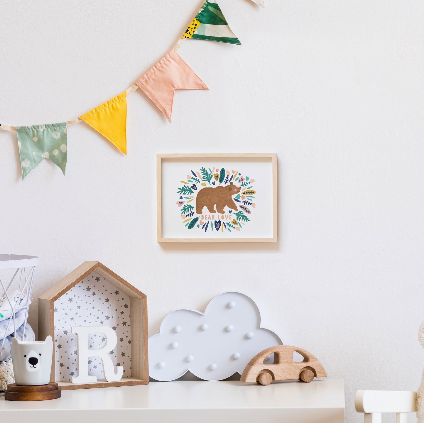 Bear Love Print. Nursery Childs Bedroom Wall Print. New Baby Gift. Christening Gift. Child's Birthday Present. Naming Day Wall Art