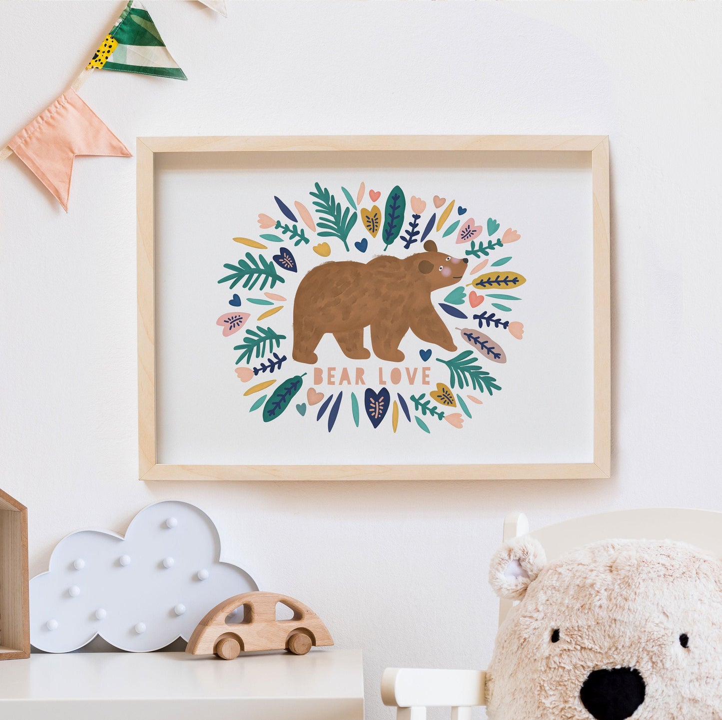 Bear Love Print. Nursery Childs Bedroom Wall Print. New Baby Gift. Christening Gift. Child's Birthday Present. Naming Day Wall Art