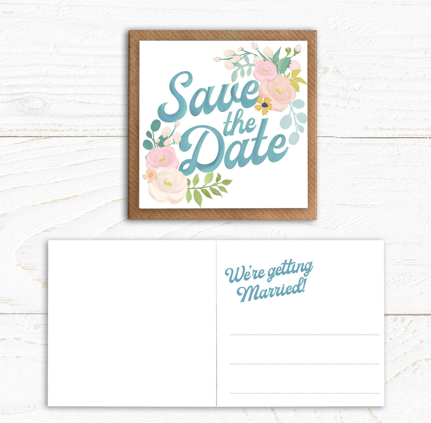Floral Wedding Invite - Wedding Invite bundle. Pack of 10 Wedding Invite, RSVP, Save the Date and Belly Bands.