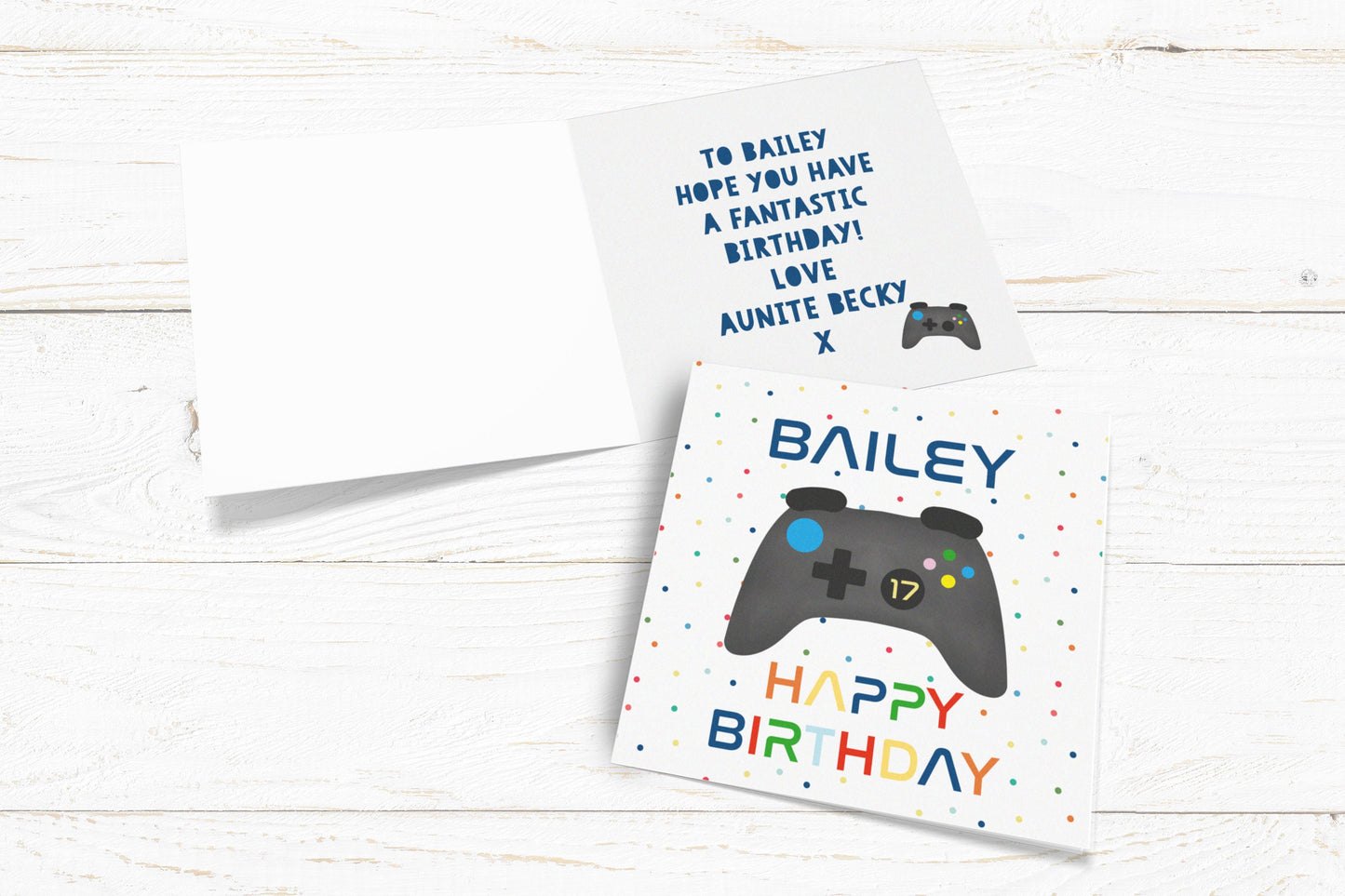 Gaming Happy Birthday Card. Personalise with name and age. Boys Birthday Card. Teenager Birthday Card. Send Direct Option.