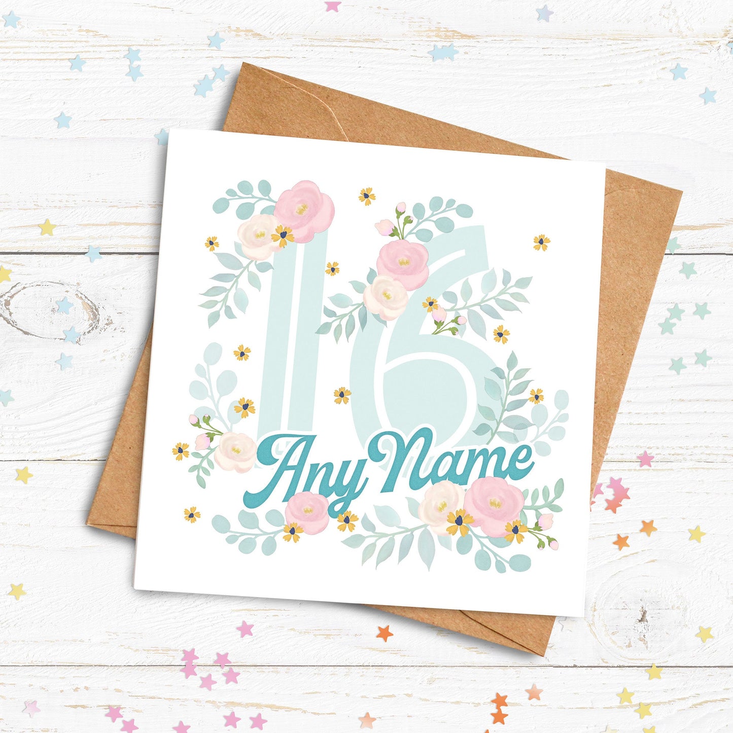 Personalised 16th 18th 21st 30th 40th 50th 60th 70th 80th 90th 100th Birthday Card. Floral Birthday Card. Age Birthday Card. Send Direct.