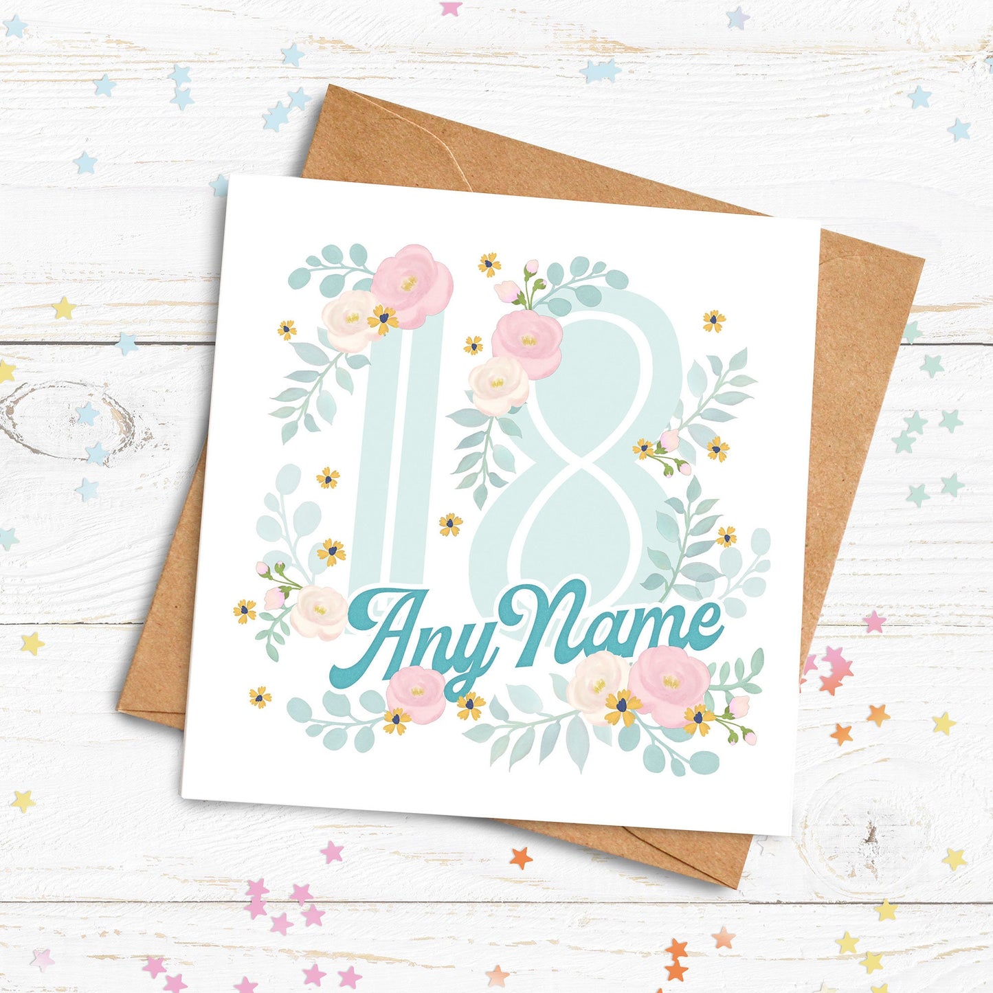 Personalised 16th 18th 21st 30th 40th 50th 60th 70th 80th 90th 100th Birthday Card. Floral Birthday Card. Age Birthday Card. Send Direct.