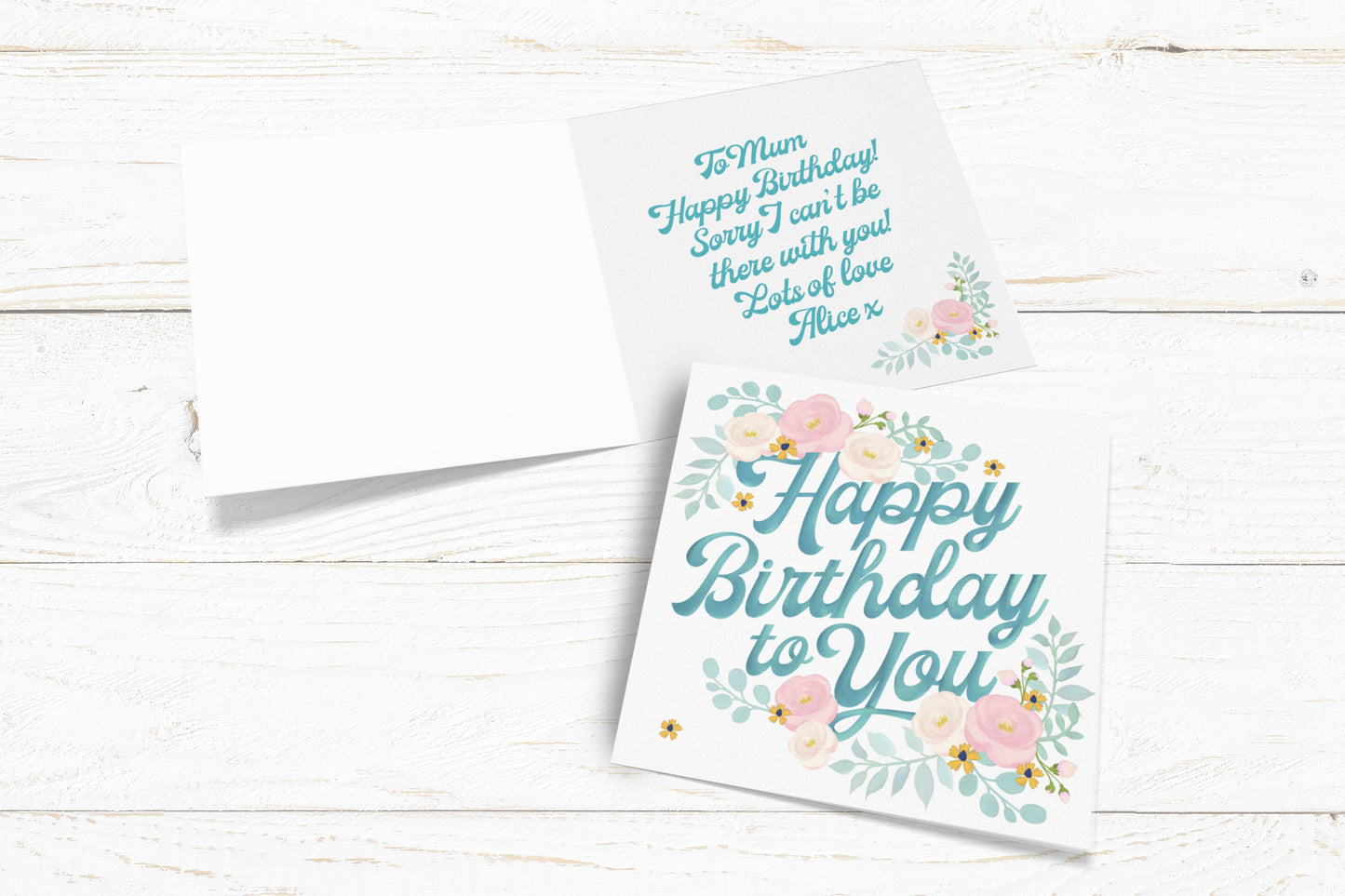 Happy Birthday To You Floral Card. For her Birthday Card. Floral Card. Greetings Card. Send Direct Option. Personalised Birthday Card.
