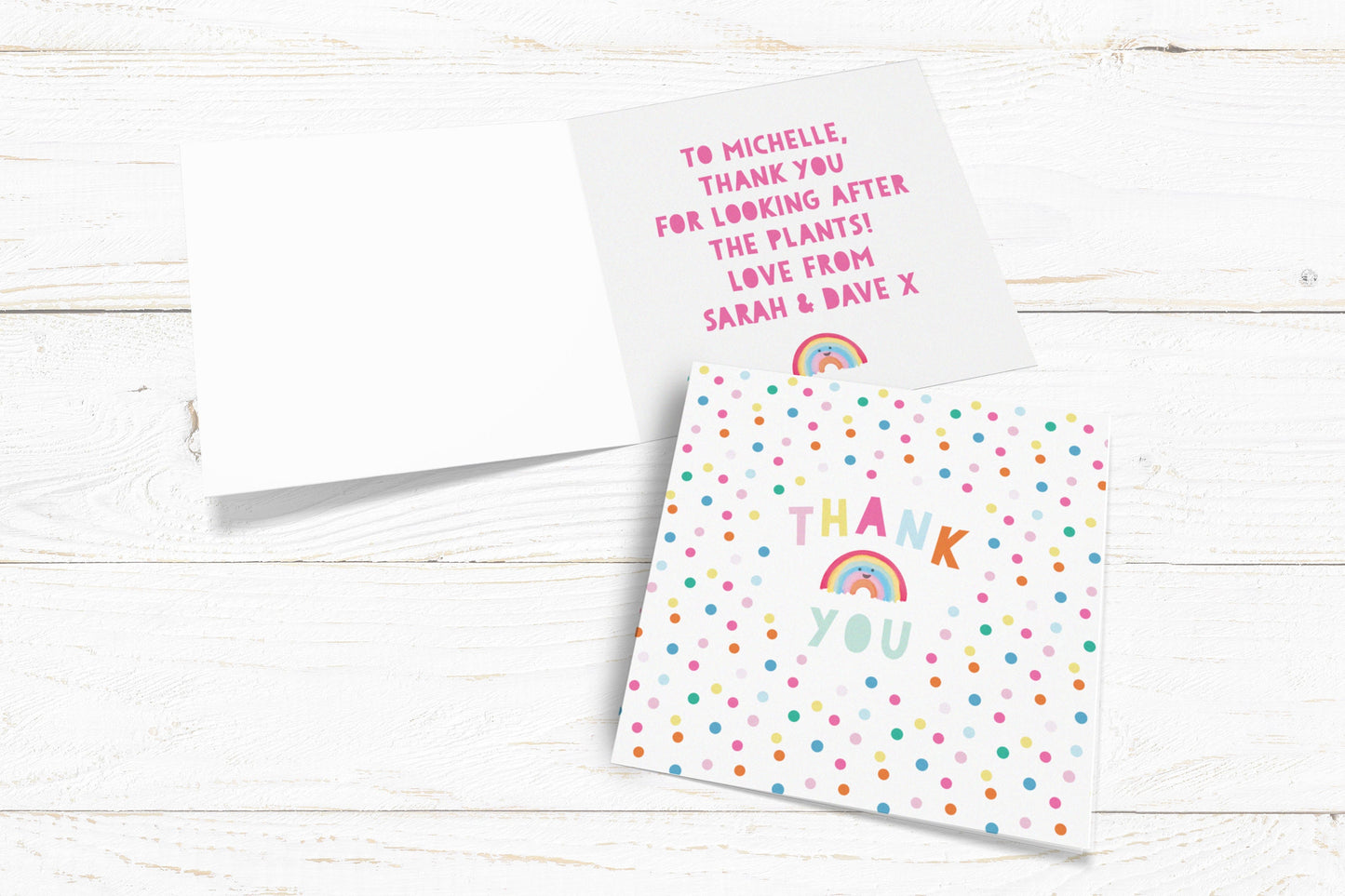 Thank You Rainbow Card. Personalised Thank You Card. Thank you Teacher Card. Send Direct Option.