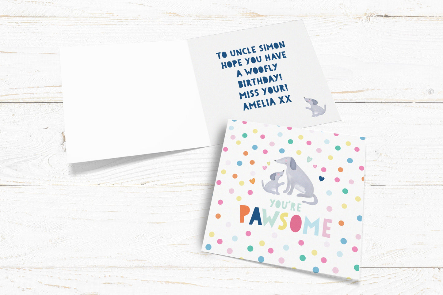 You're Pawsome Card. Cute Dog Card. Happy Birthday Card. I Love Dogs Card. Send Direct Option.