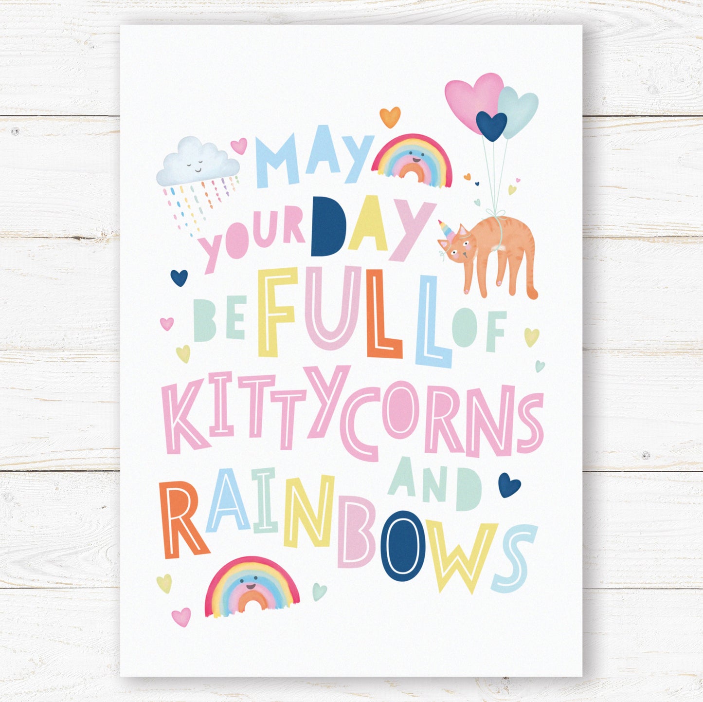Kittycorns and Rainbows Print. Nursery Childs Bedroom Wall Print. Unicorn Print. Child's Birthday Present. Naming Day Wall Art