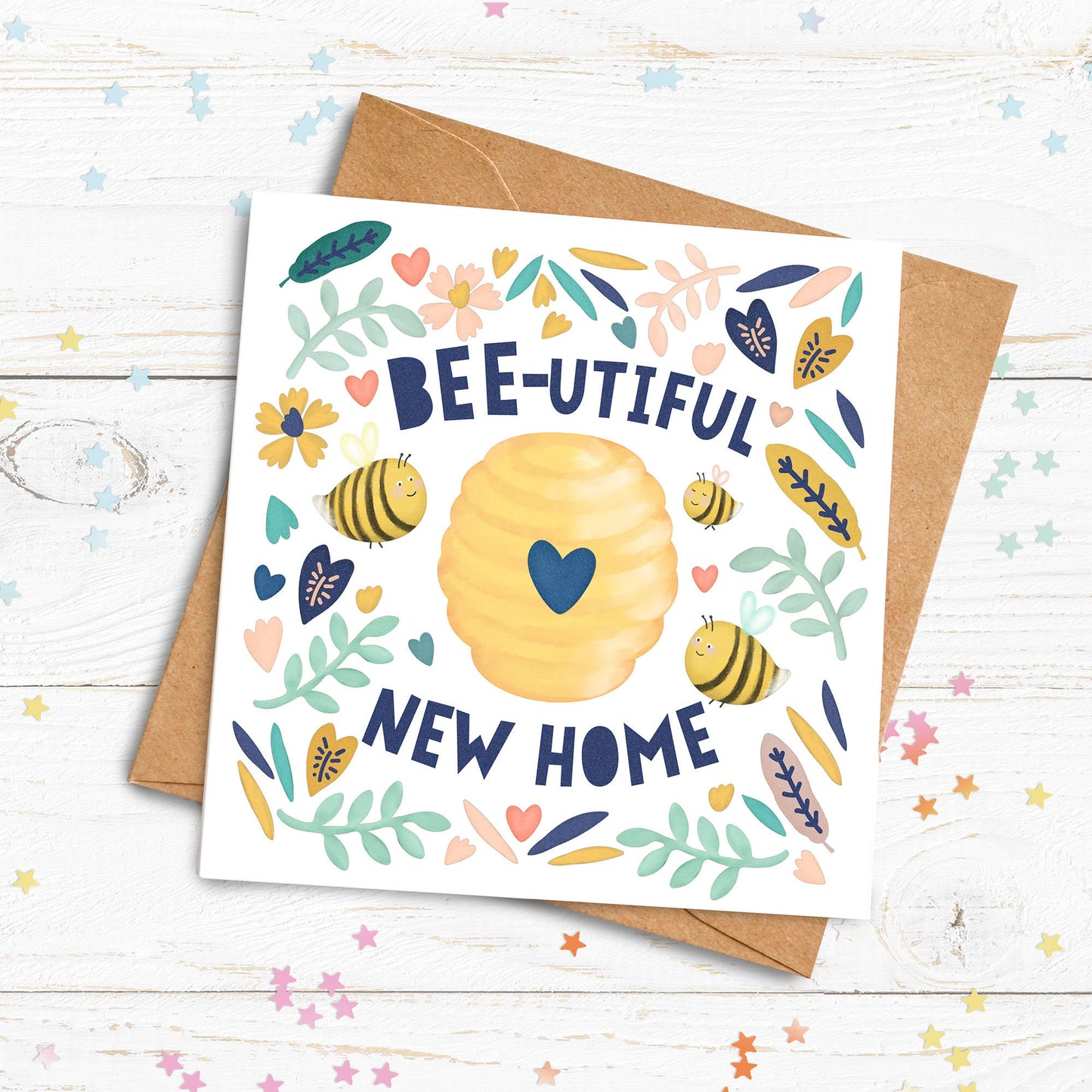 BEEutiful New home Card. Bee Card. New Home Card. Moving House Card. Cute Bee Cards. Send Direct Option.
