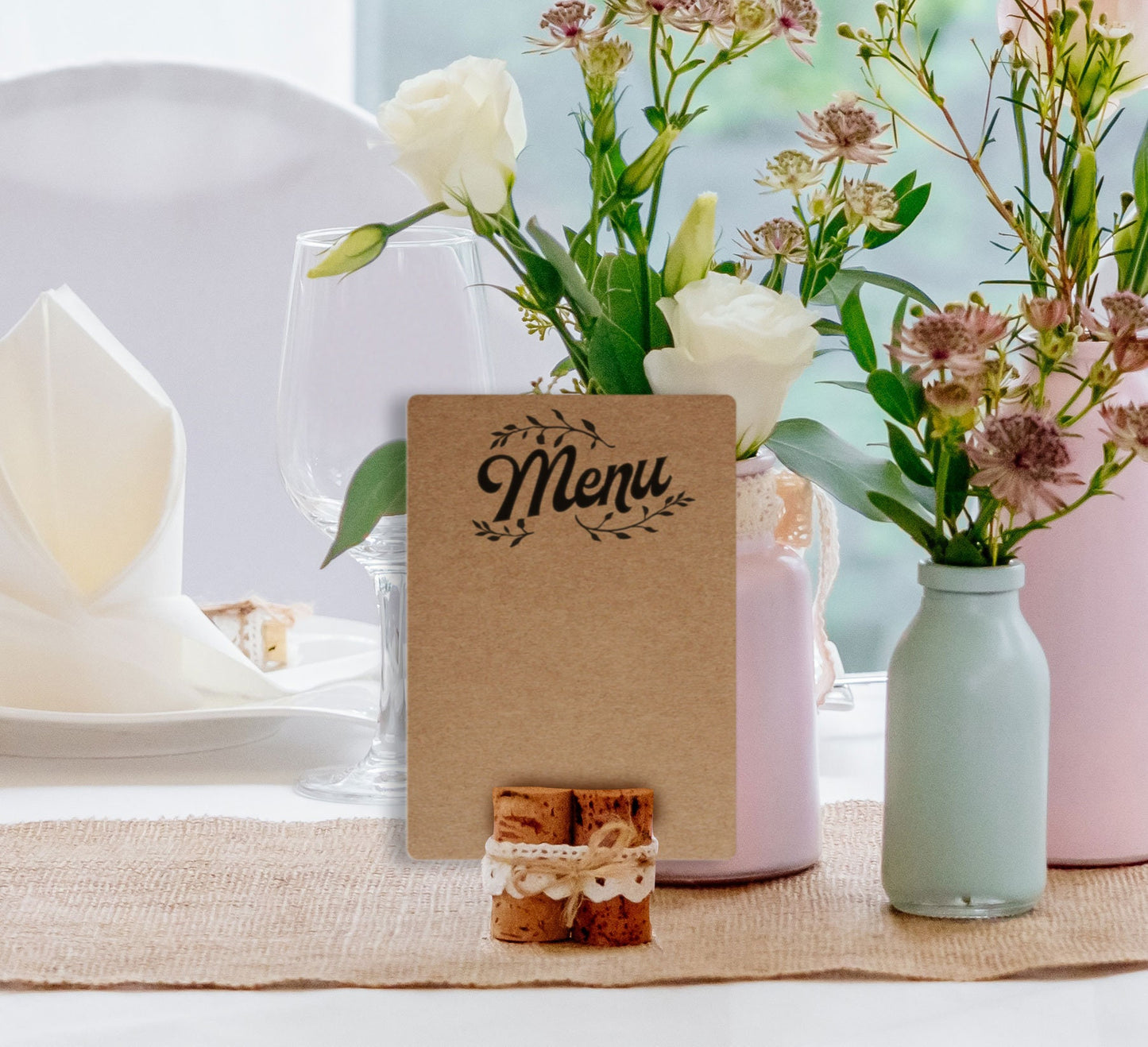 Wedding Table Menu Backing Cards - Pack of 12. Recycled Kraft. Wedding stationery pack.