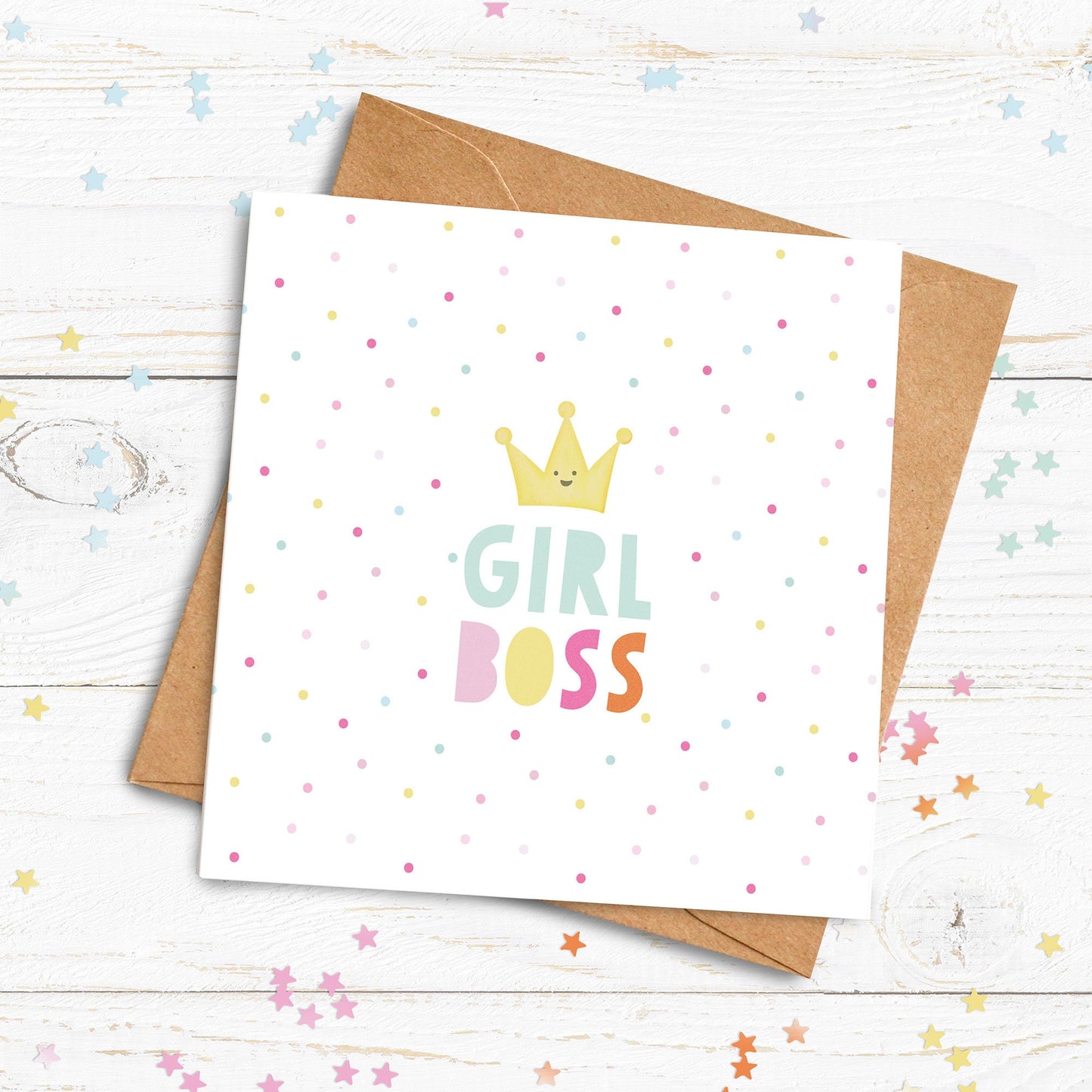 Girl Boss Card. Well Done Card. Passed Exams Card. Congratulations. New Job. Send Direct Option.