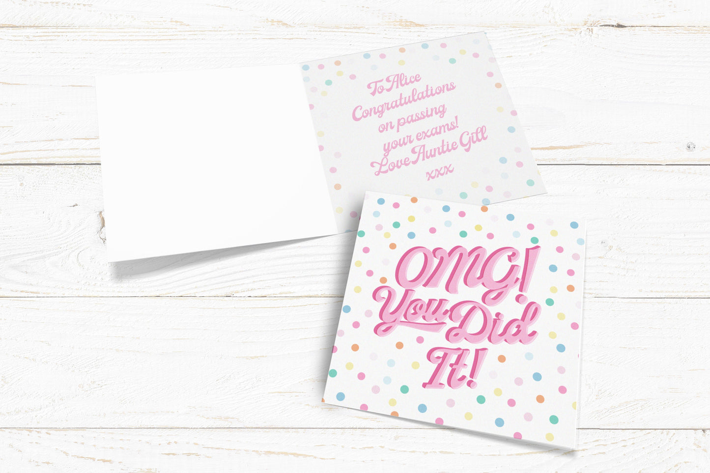 OMG! You Did It Card. Well Done Card. Passed Exams Card. Congratulations. New Job. Send Direct Option.