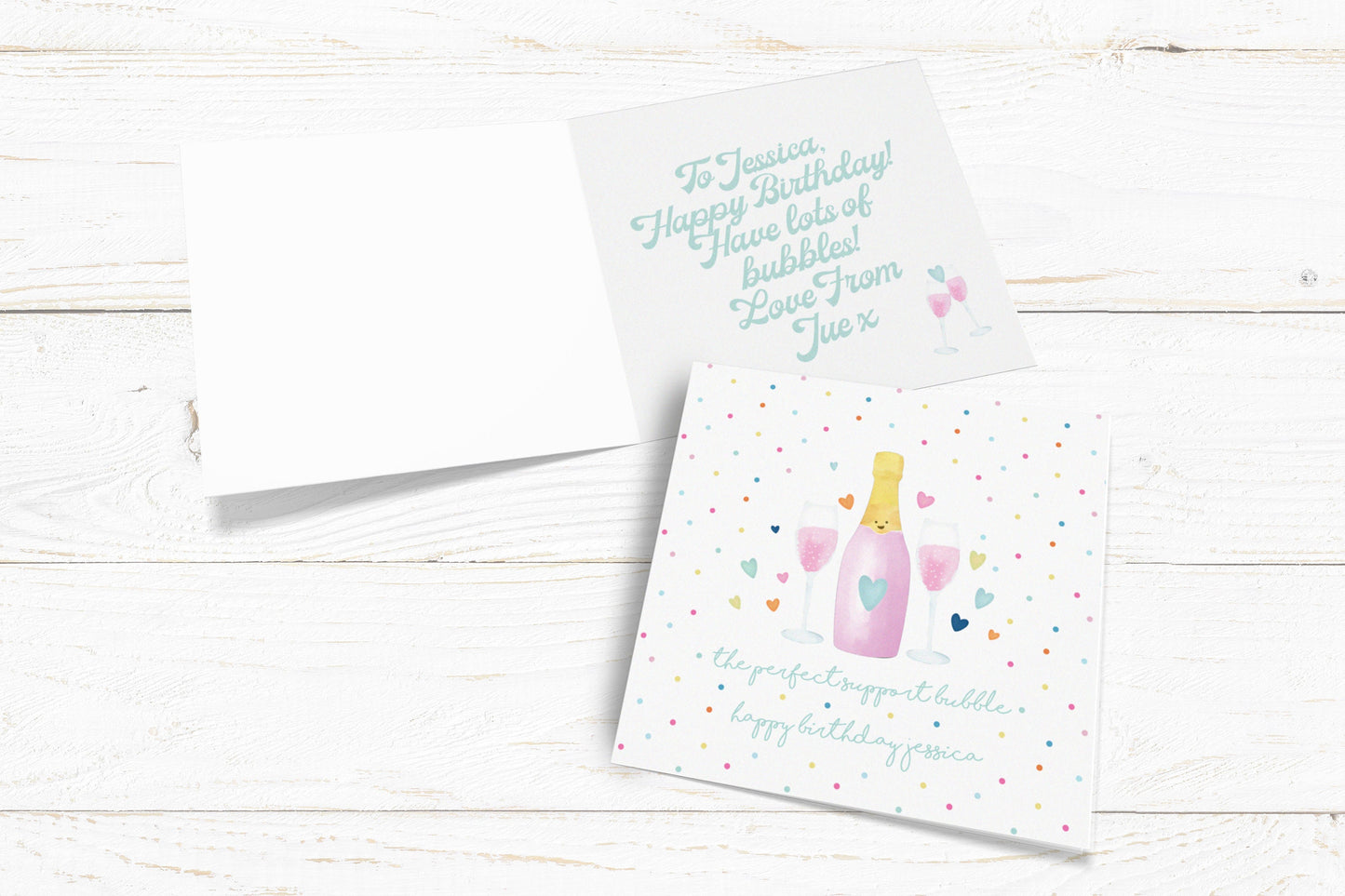 The Perfect Support Bubble Card. Personalised Lockdown Birthday Card. Prosecco Card. Champagne Card.Happy Birthday Card. Send Direct Option.