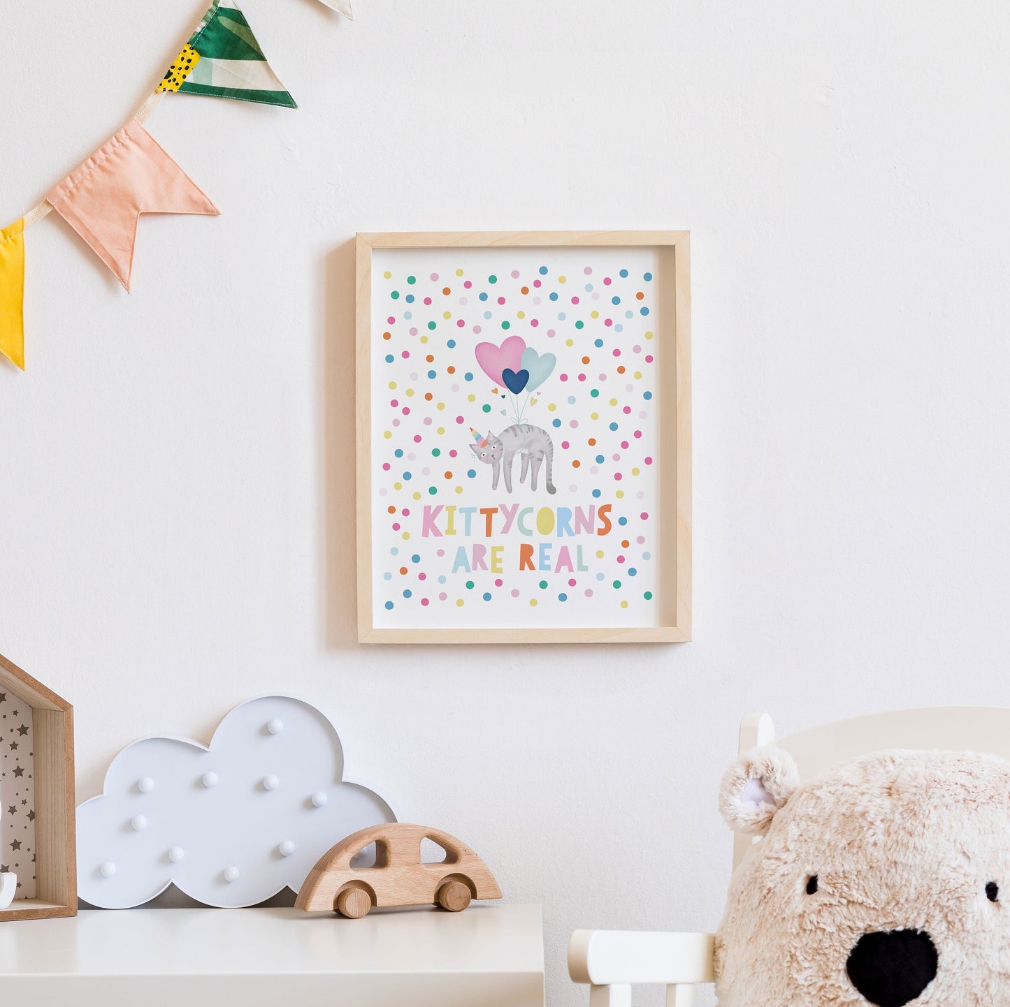 Kittycorns Are Real Print. Nursery Childs Bedroom Wall Print. Unicorn Print. Child's Birthday Present. Naming Day Wall Art