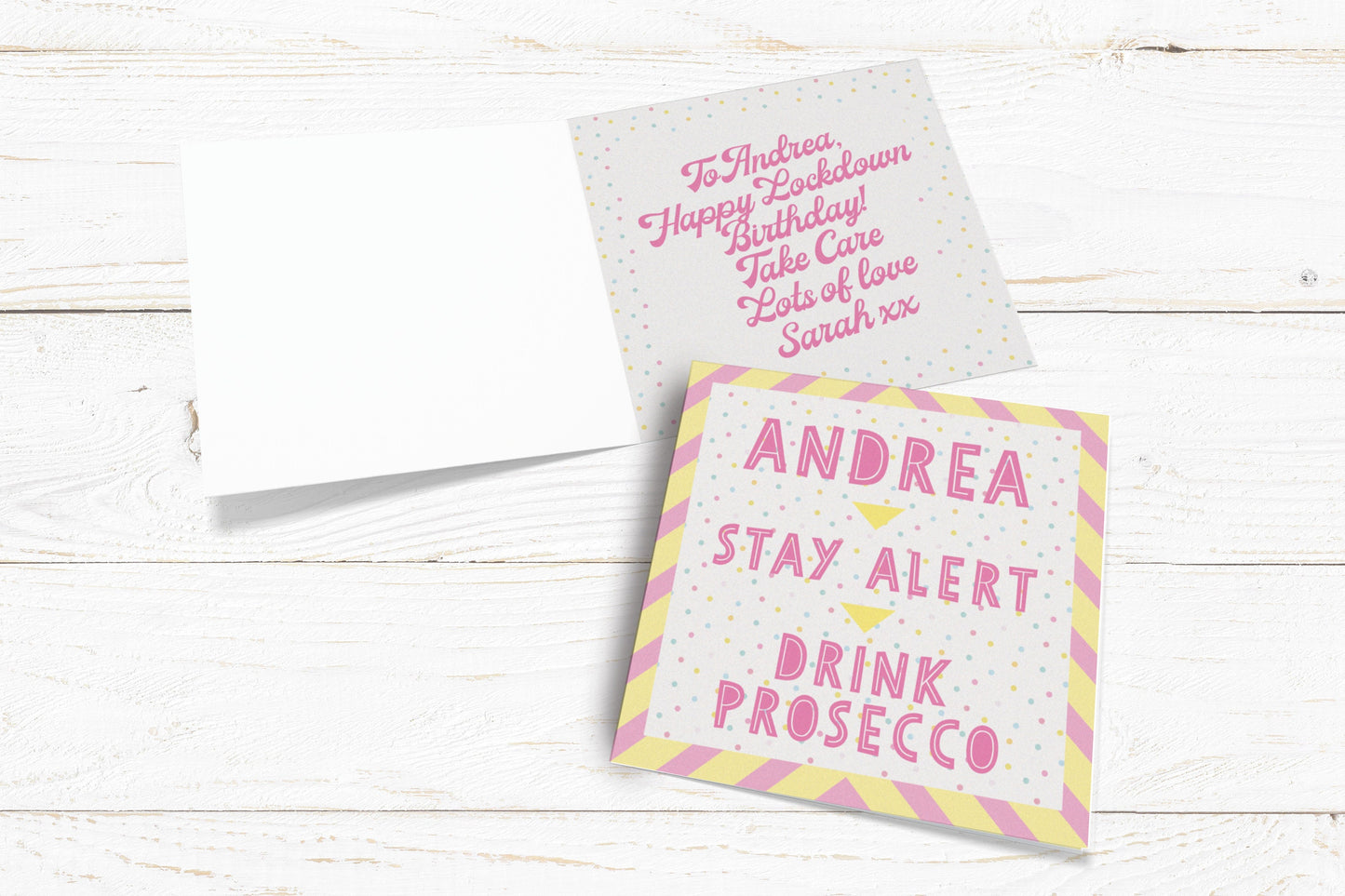 Stay Alert Drink Prosecco. Personalised Lockdown Birthday Card. Happy Birthday Card. Send Direct Option.