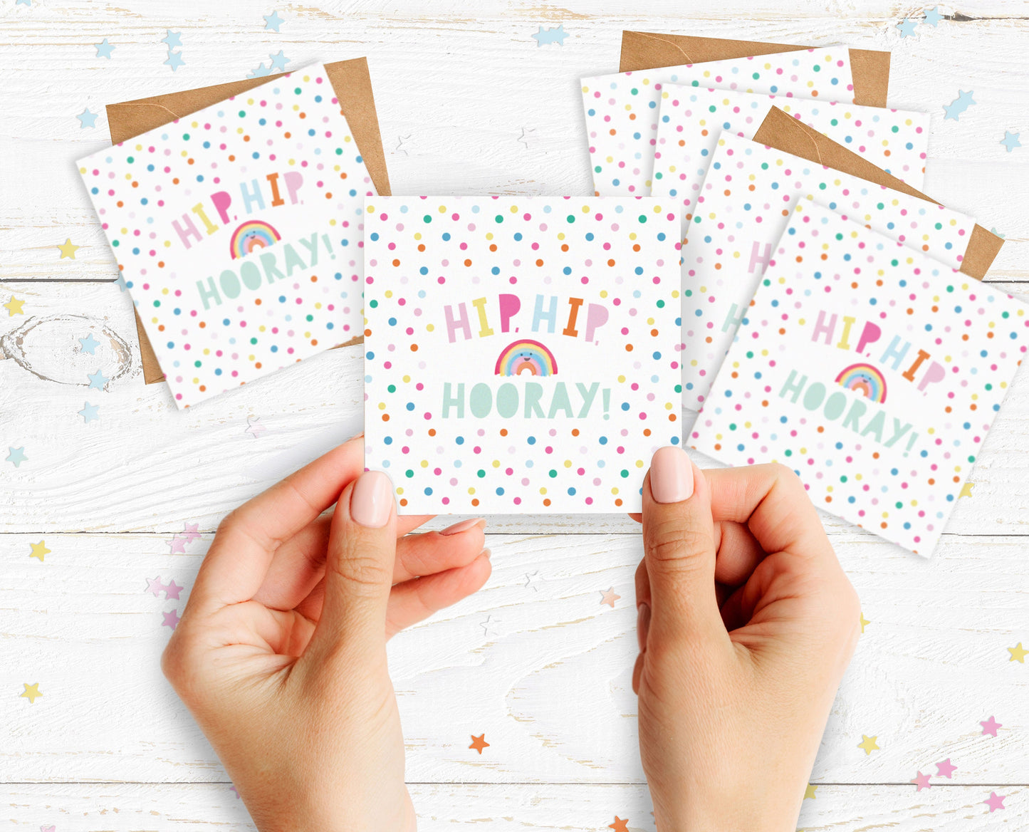 Mini Pack of Happiness - Rainbow Hip Hip Hooray! Well done Cards. Congratulations. Passed Exams. Graduation Cards.