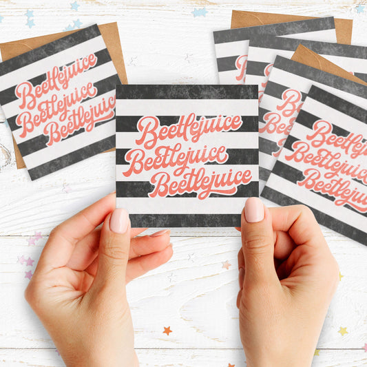 Mini Pack of Happiness - Beetlejuice! Halloween Cards. Cute Halloween. Halloween Party Invites. Pack of Cards.
