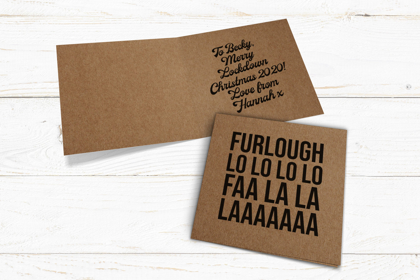 Furlough Fa La La La Christmas Card. Lockdown Christmas Card. Funny Covid Card. Kraft Card. Send Direct Option.