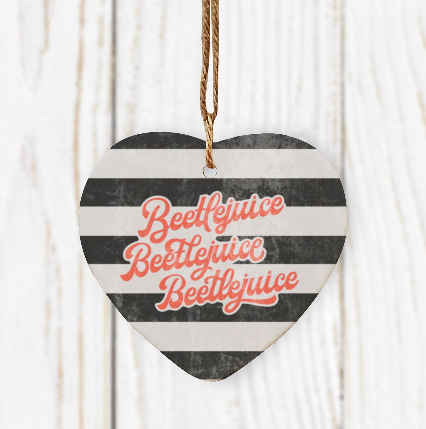 Beetlejuice Ceramic Hanging Heart. Cute Halloween Decoration. Cute Decoration. Cute Loved one gift. Halloween Ornament.