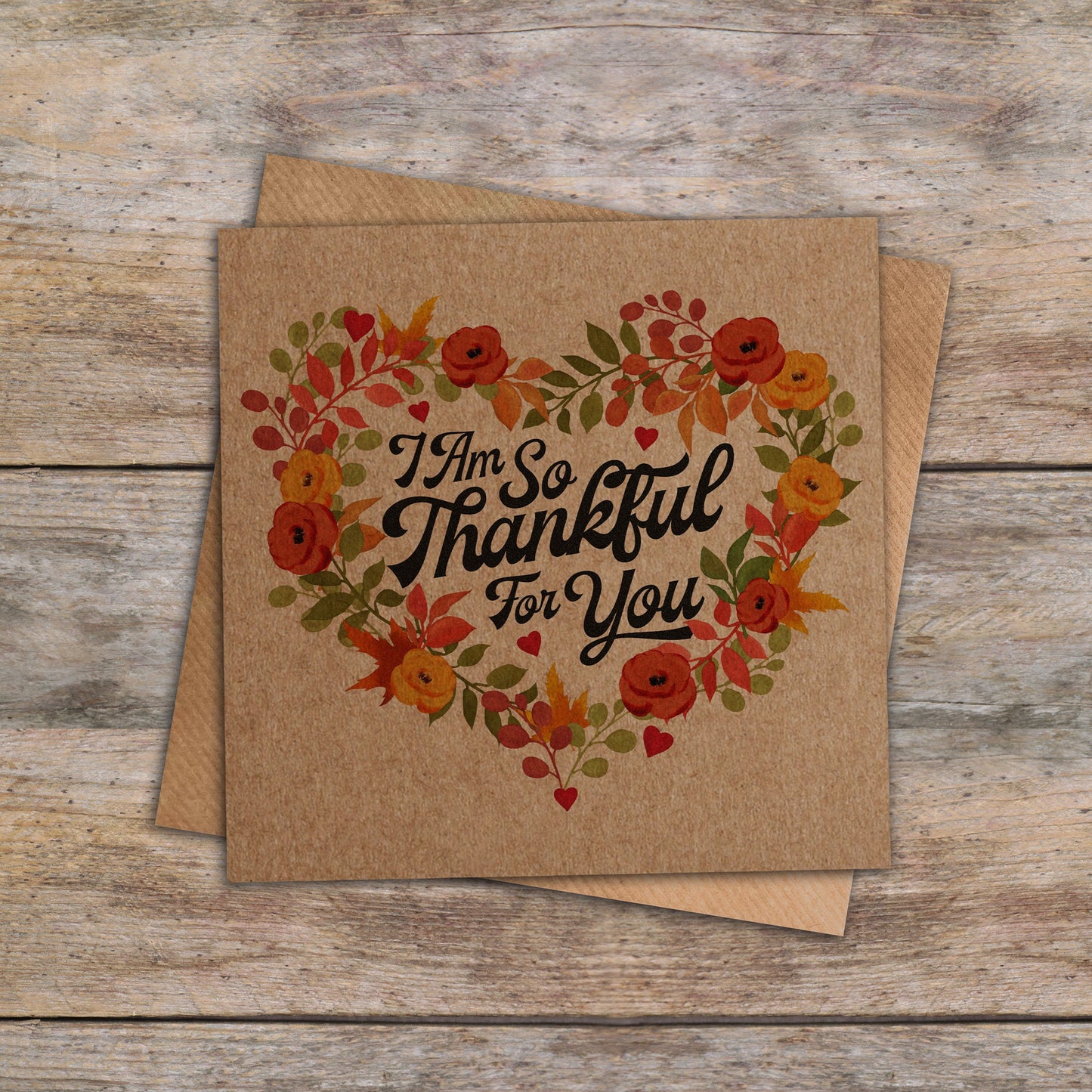 I Am So Thankful For you Card. Personalised Thanksgiving Card. Autumnal Card.Fall Card. Kraft Recycled Card. Send Direct Option.
