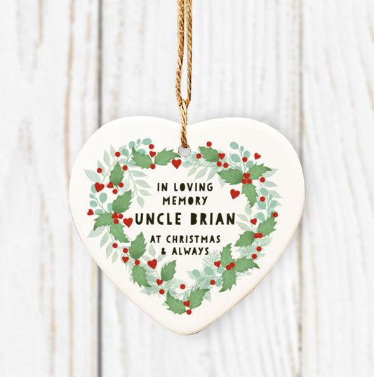 In Loving Memory At Christmas & Always Heart Decoration. Remembrance Ornament. Personalised In Loving Memory..Personalised Tree Bauble