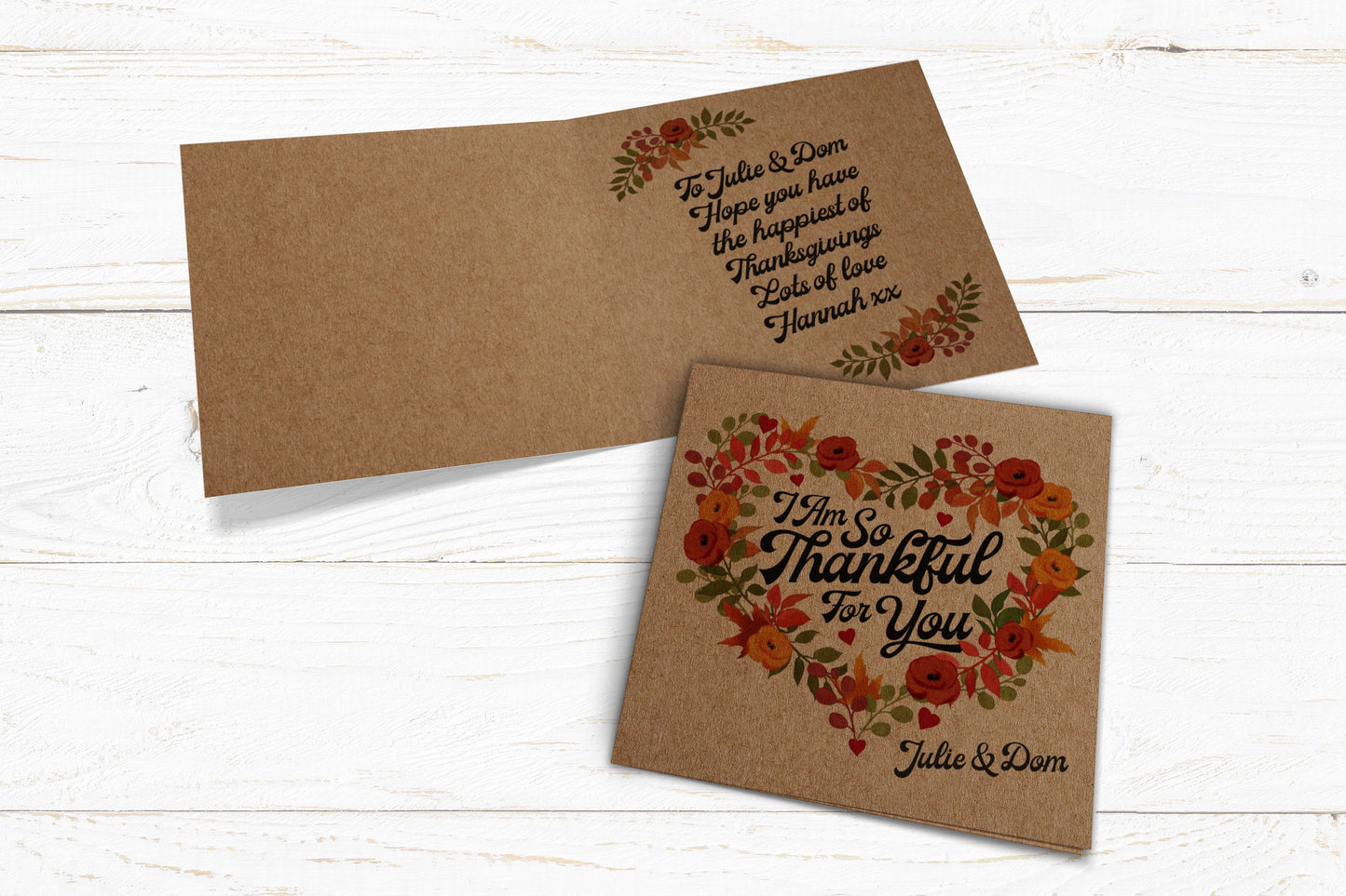 I Am So Thankful For you Card. Personalised Thanksgiving Card. Autumnal Card.Fall Card. Kraft Recycled Card. Send Direct Option.