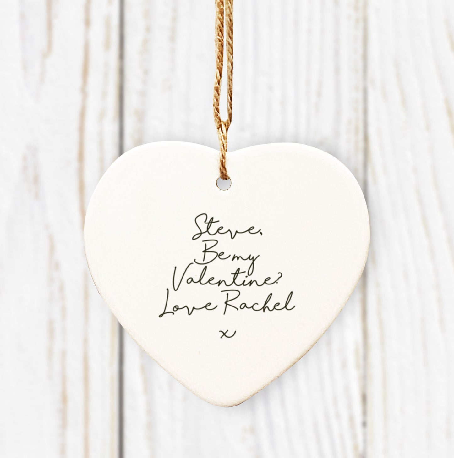 Milest Apart Ceramic Hanging Heart. Personalised Valentine's Heart Token. Fun Valentine's gift. Personalised Valentine's Gift.