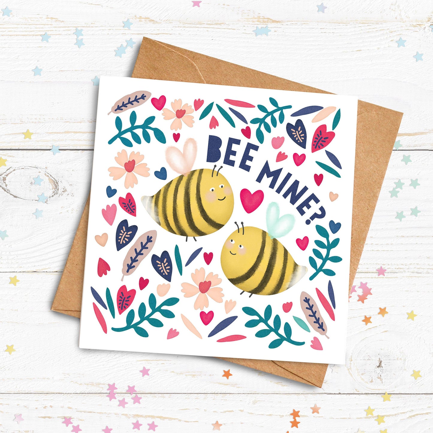Bee Mine Personalised Card. Valentine's Card. Cute Love Card. Personalised Valentines Card. Cute Bee Card. Send Direct Option.