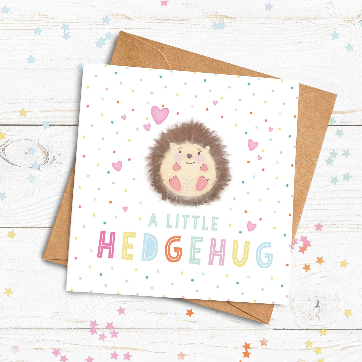 A Little Hedgehug Personliased Card. Valentine's Card. Cute Love Card. Personalised Valentines Card. Cute Hedgehog. Send Direct Option.